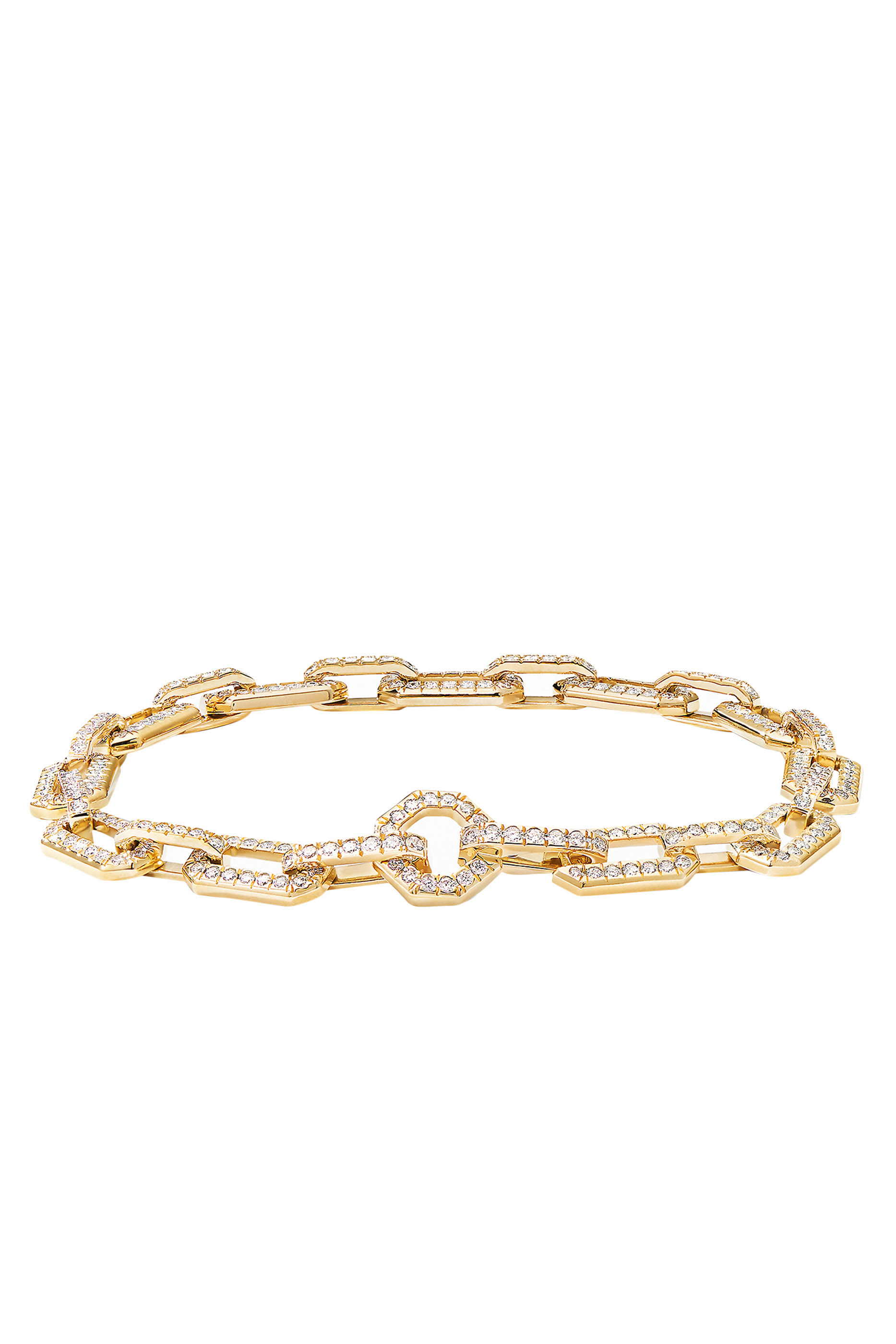 Pavé Chain Bracelet, 18k Yellow Gold & Diamond