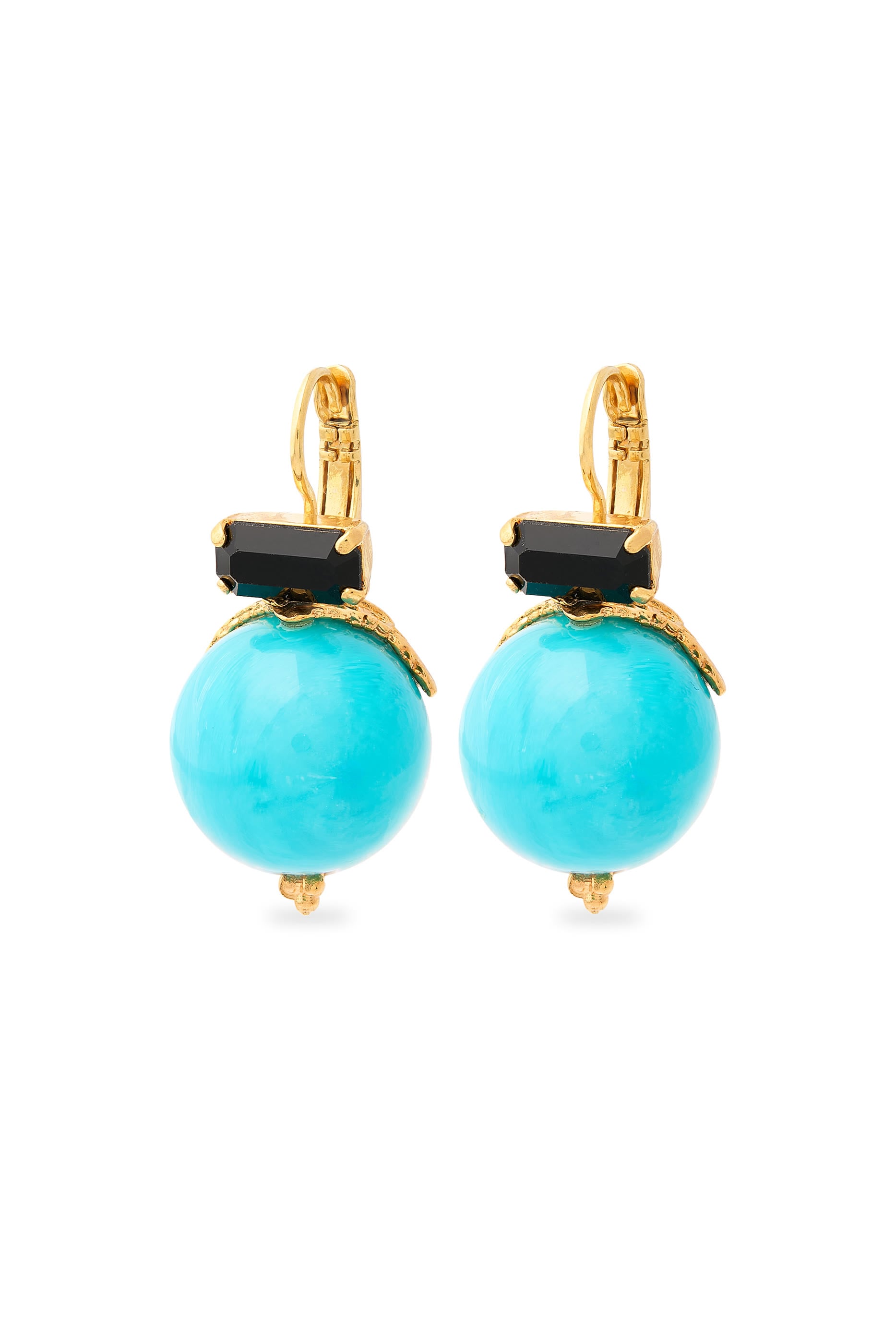 Décalcia Earrings, Gold-Plated Brass, Resin & Rhinestones