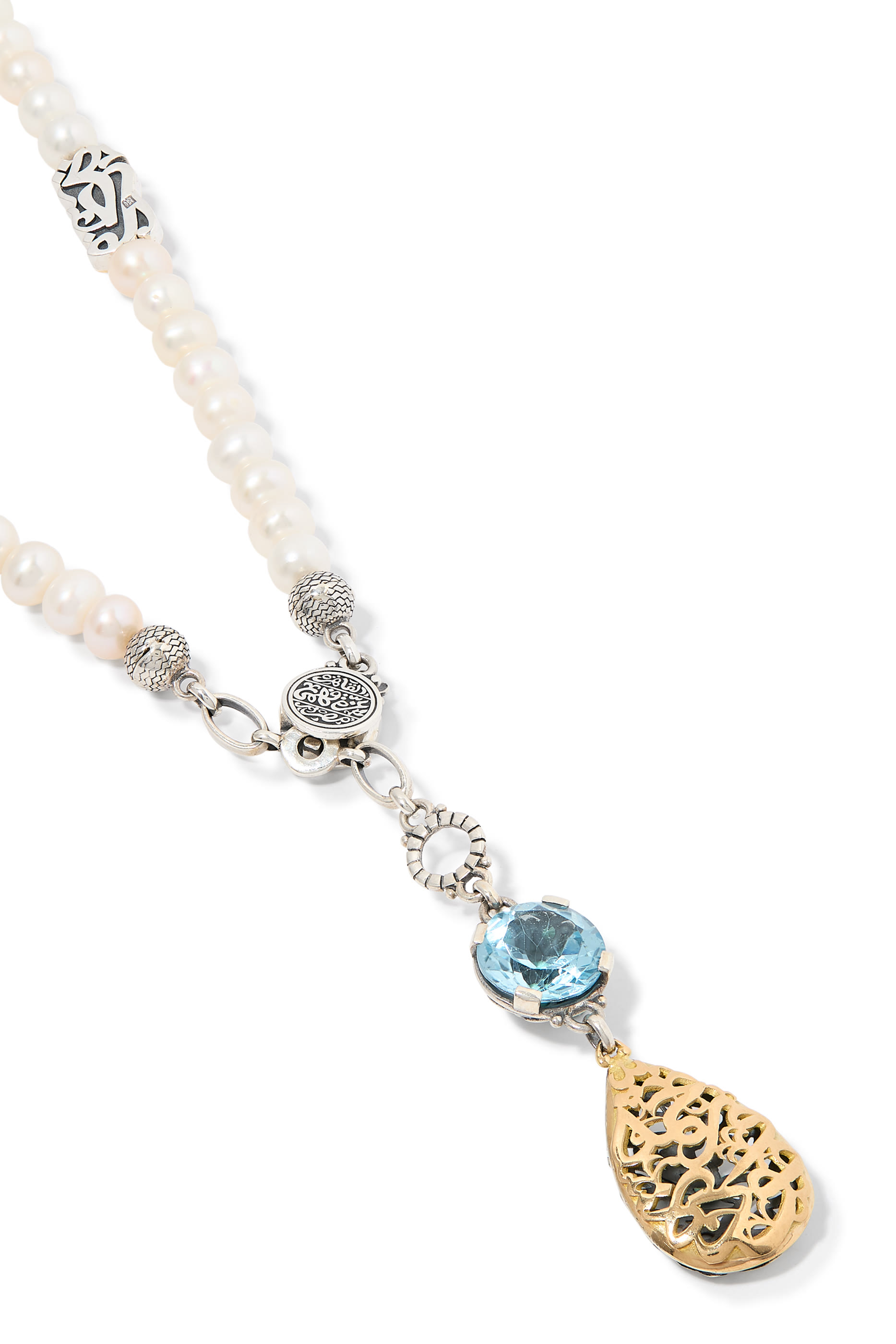 Endearment Multi-Way Necklace, 18K Yellow Gold with Sterling Silver, Topaz & Pearls