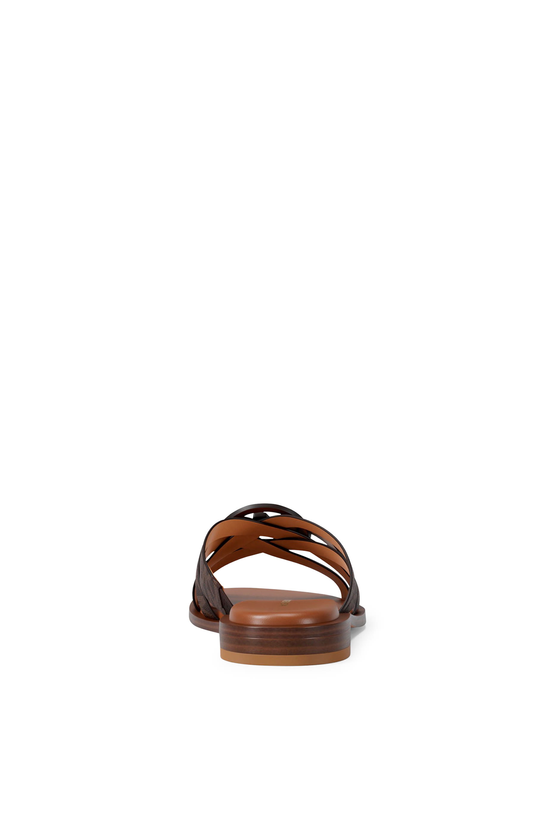  Erika Signature Logo and Leather Slide Sandals