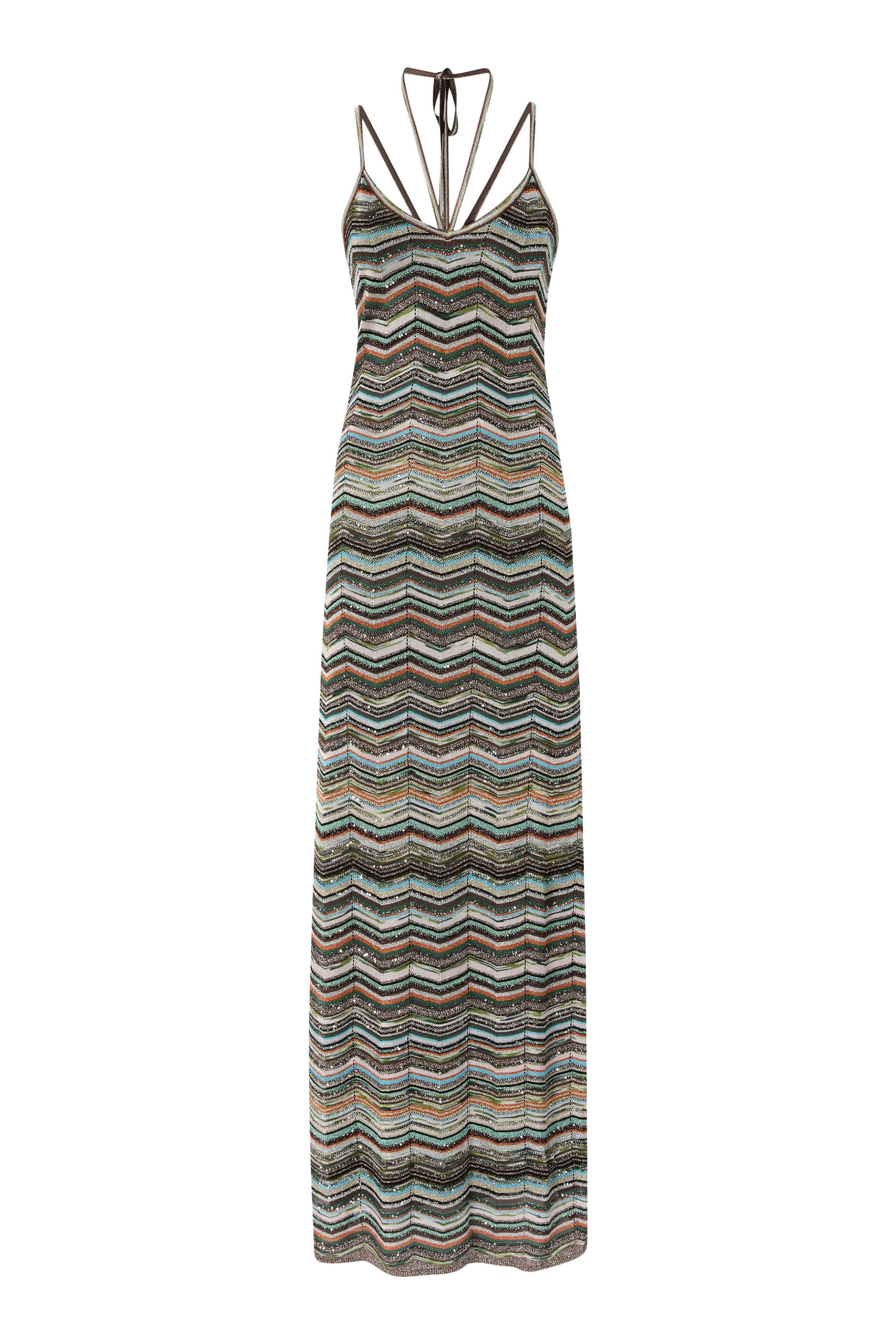 Chevron Sequinned Maxi Dress