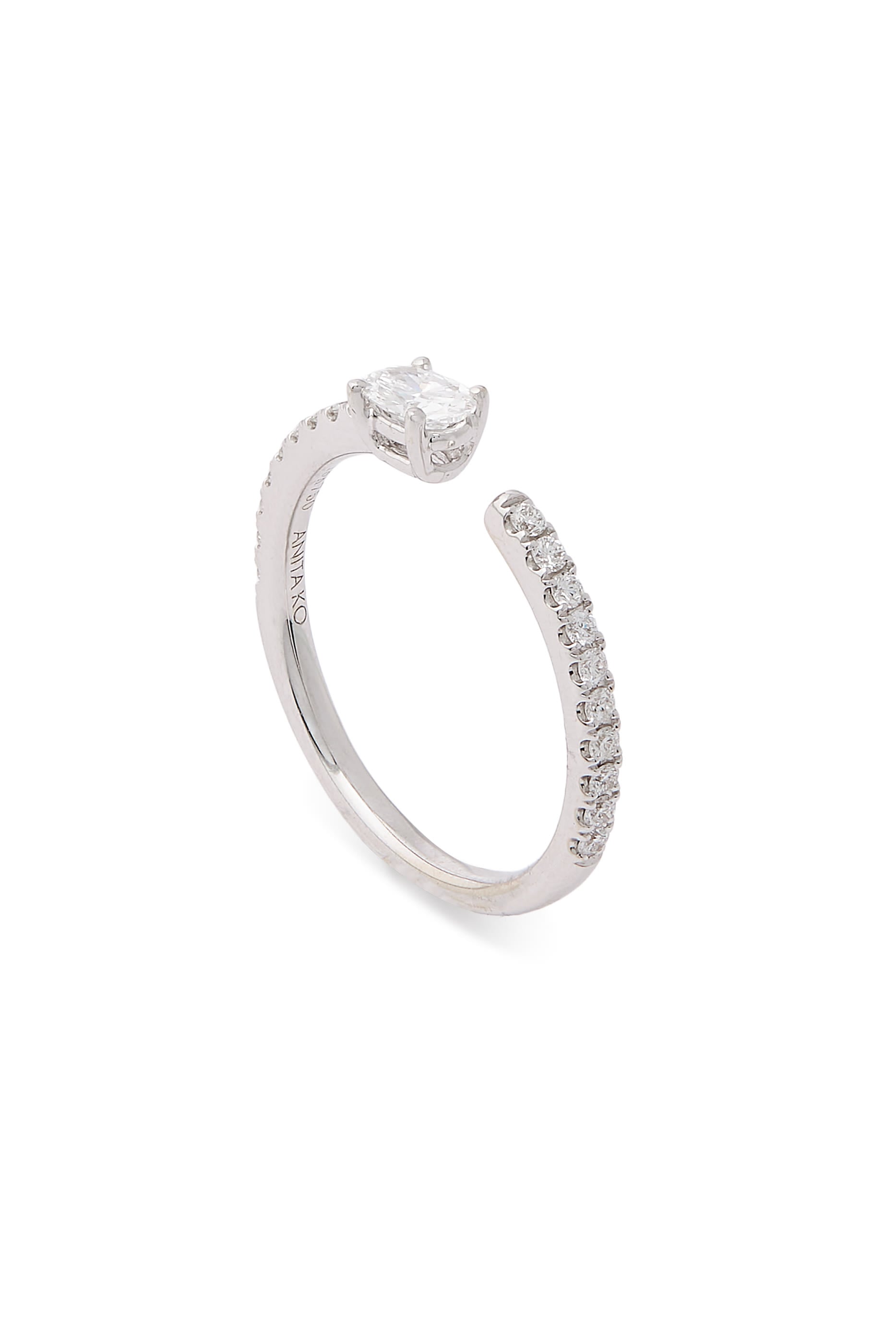 Oval Saturn Ring, 18k White Gold & Diamonds