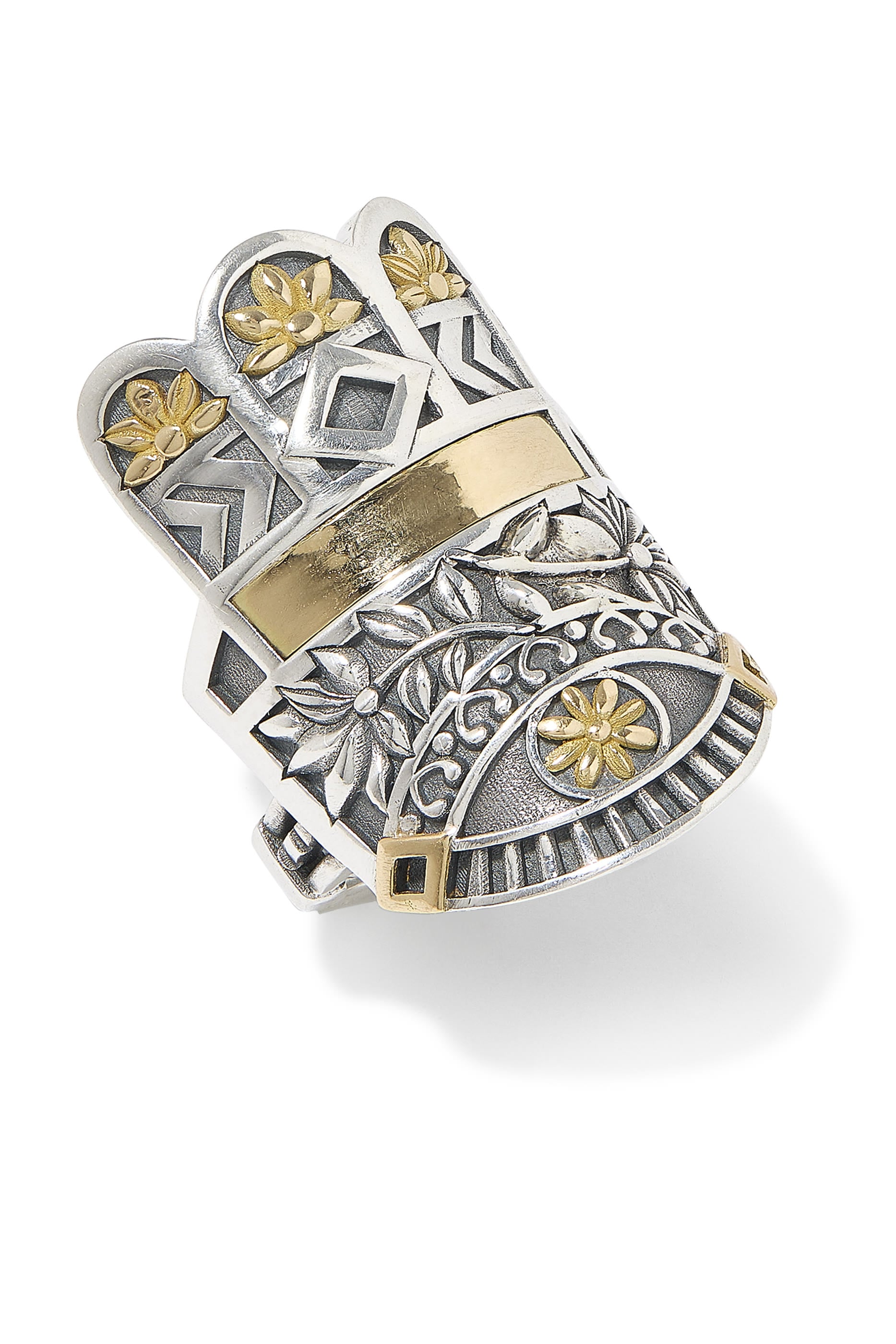 Geometric Kaf Ring, 18K Gold & Sterling Silver 