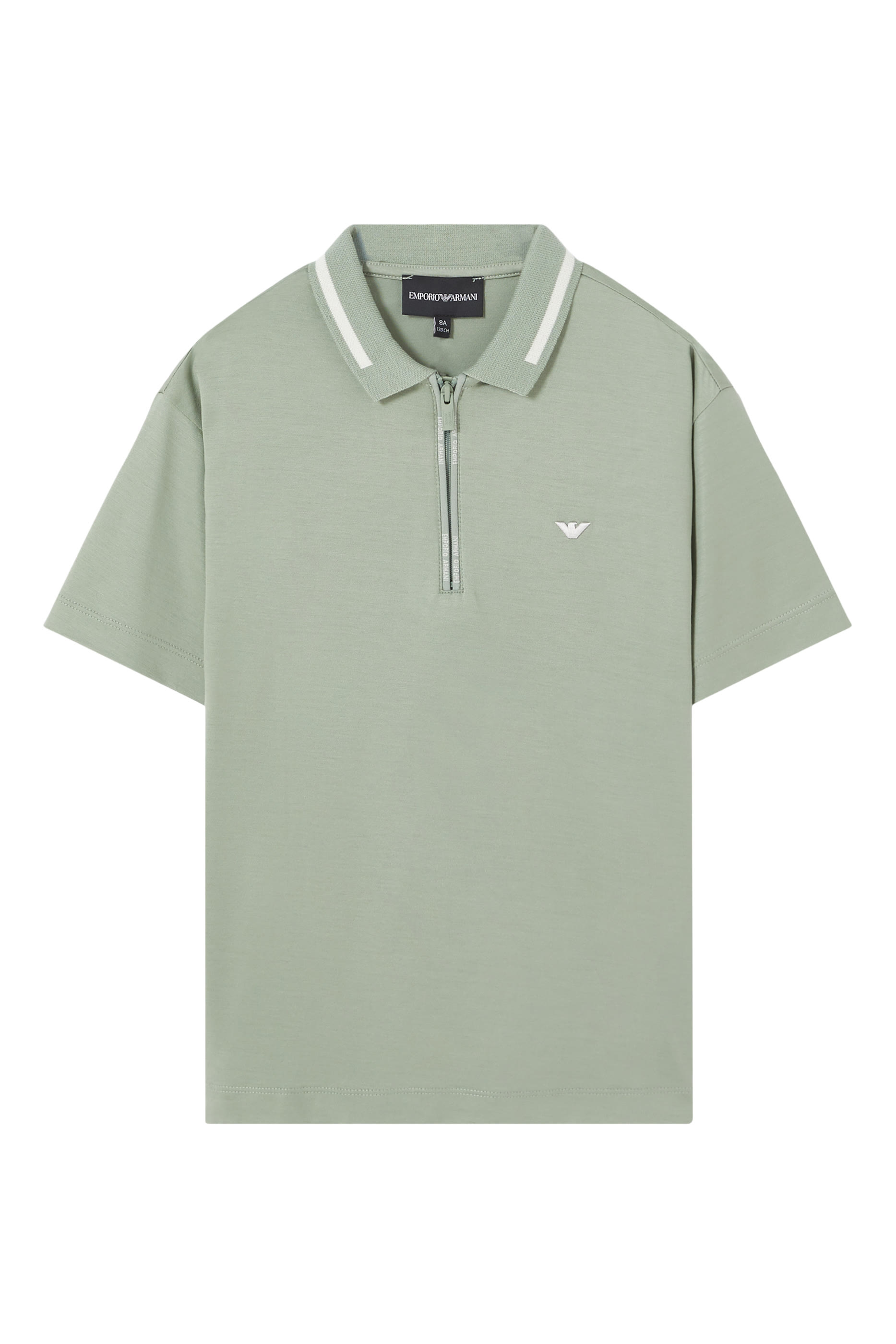 Kids Zip Closure and Striped Collar Polo Shirt