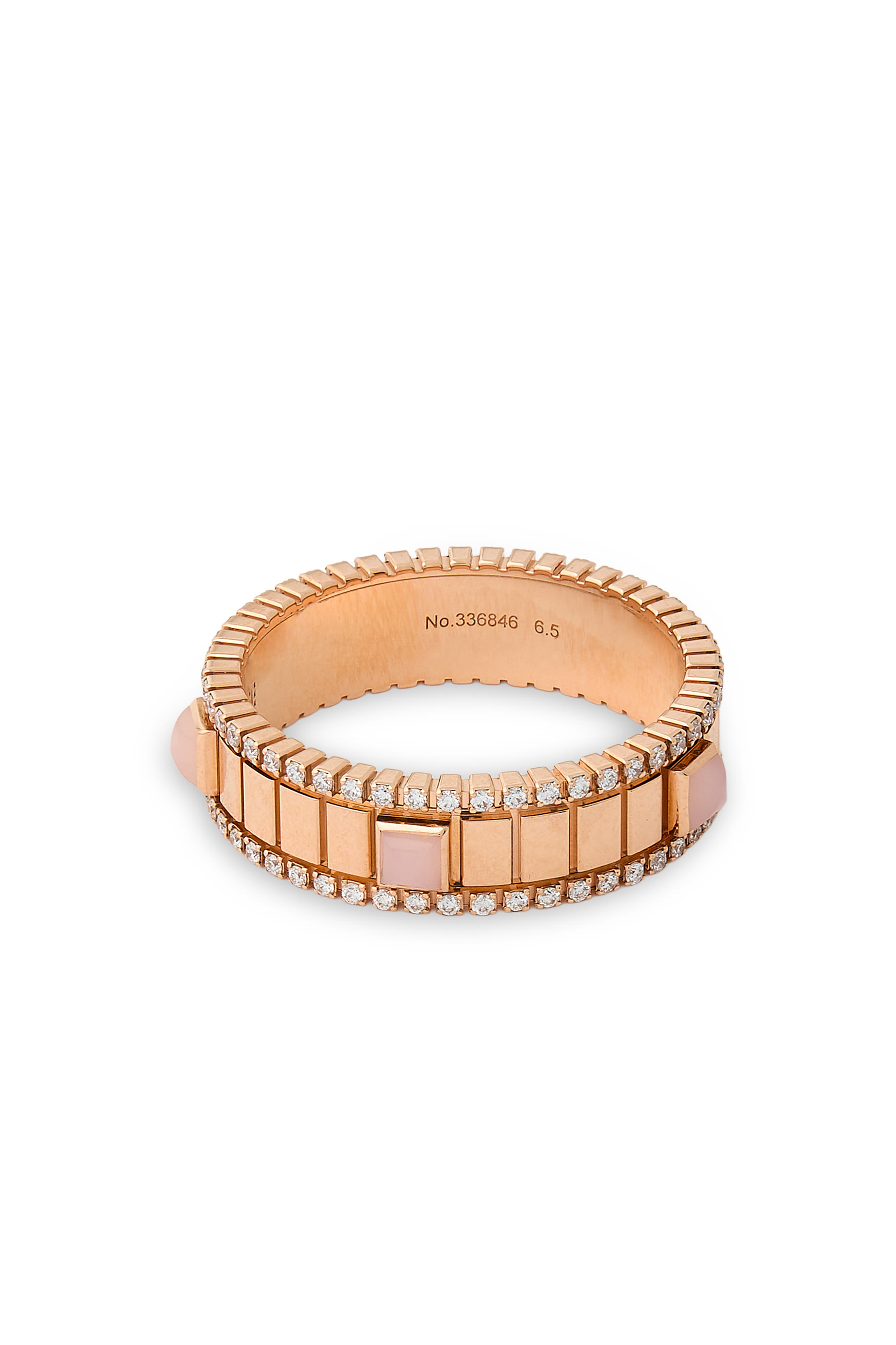 LIFE Ring, 18K Rose Gold, Diamonds & Pink Opal