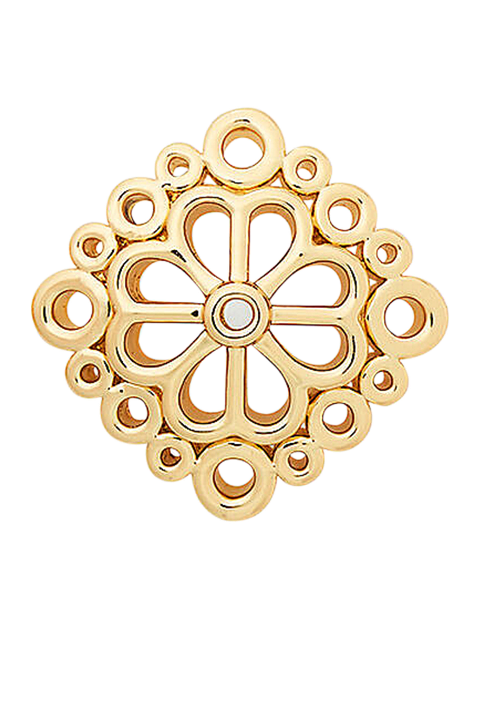 Spade Flower Lace Studs, Plated Metal & Cubic Zirconia, Surgical Steel Posts