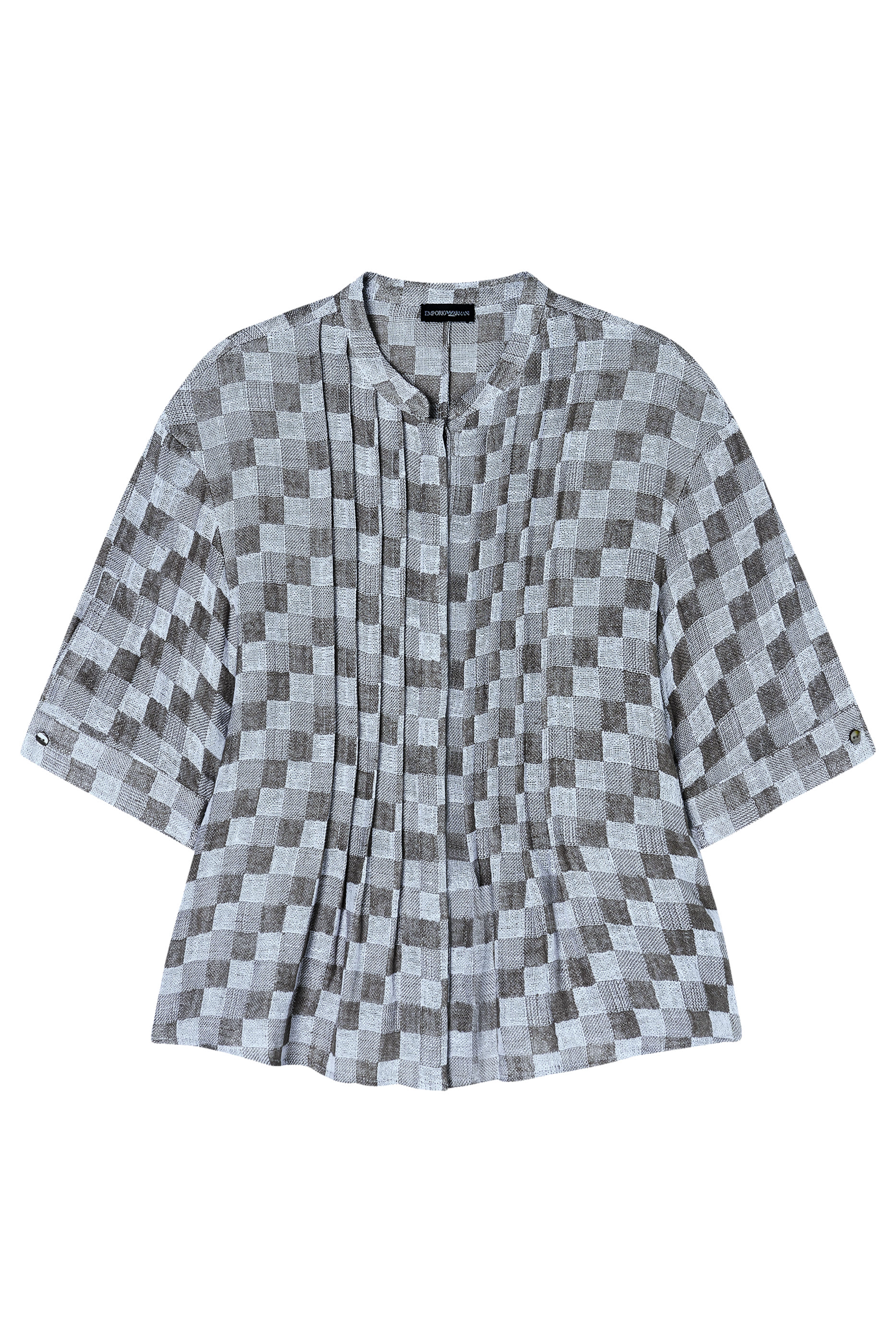 Check Linen Gauze Top