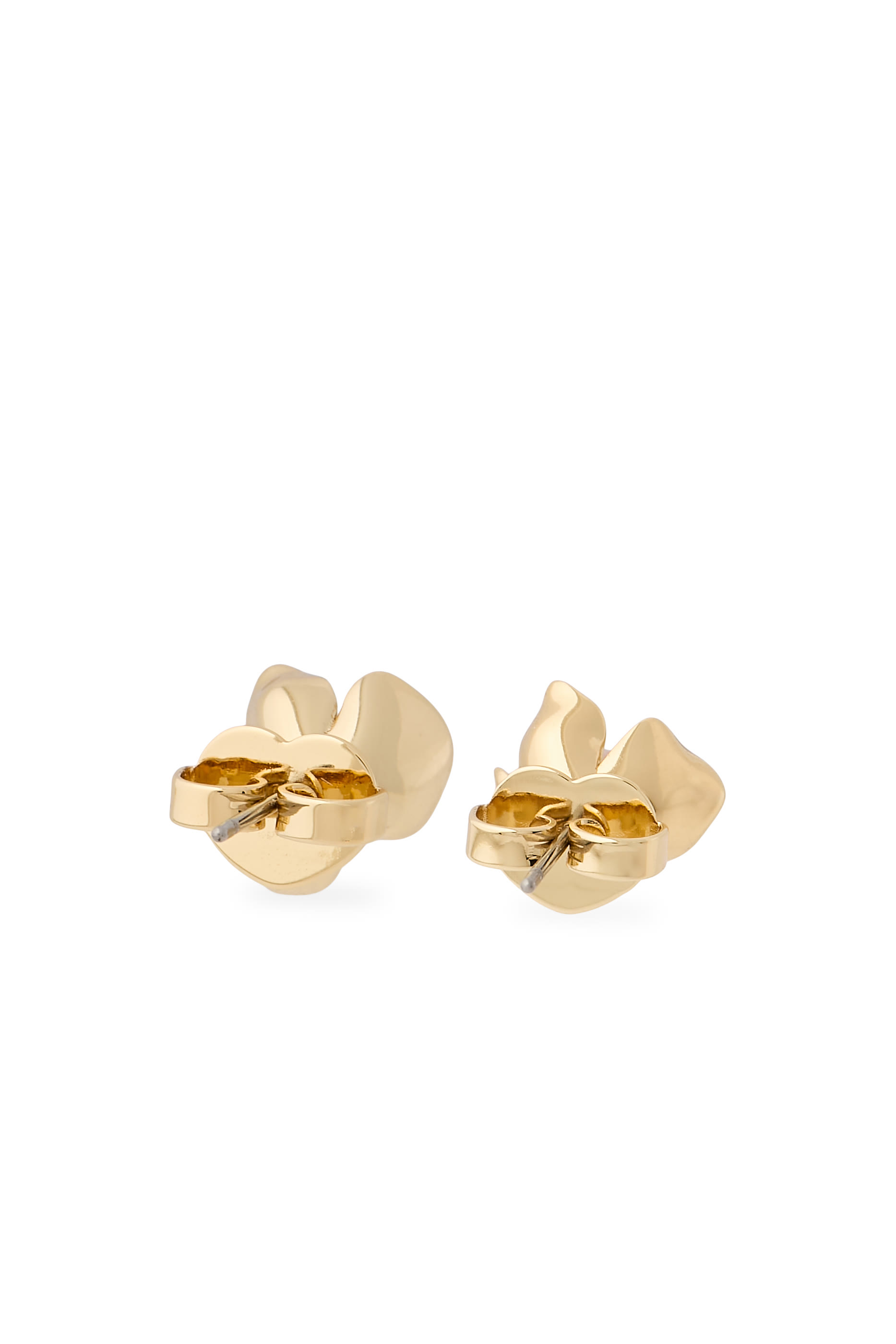 Gilded Garden Studs, Brass, Titanium Posts & Cubic Zirconia, Glass Stone