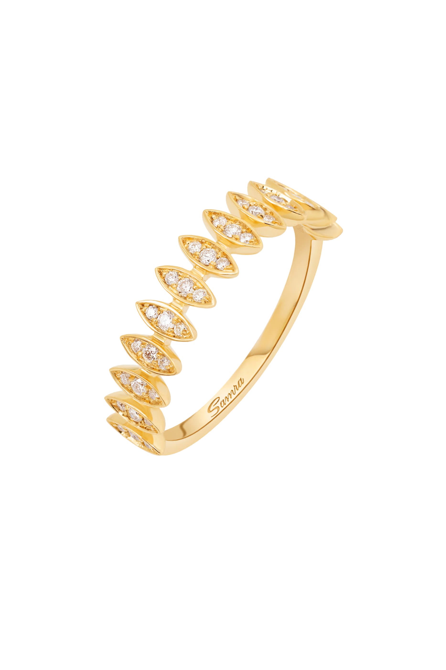 Barq Marquise Yellow Gold Diamond Small Ring, 18K Yellow Gold & Brilliant Diamonds
