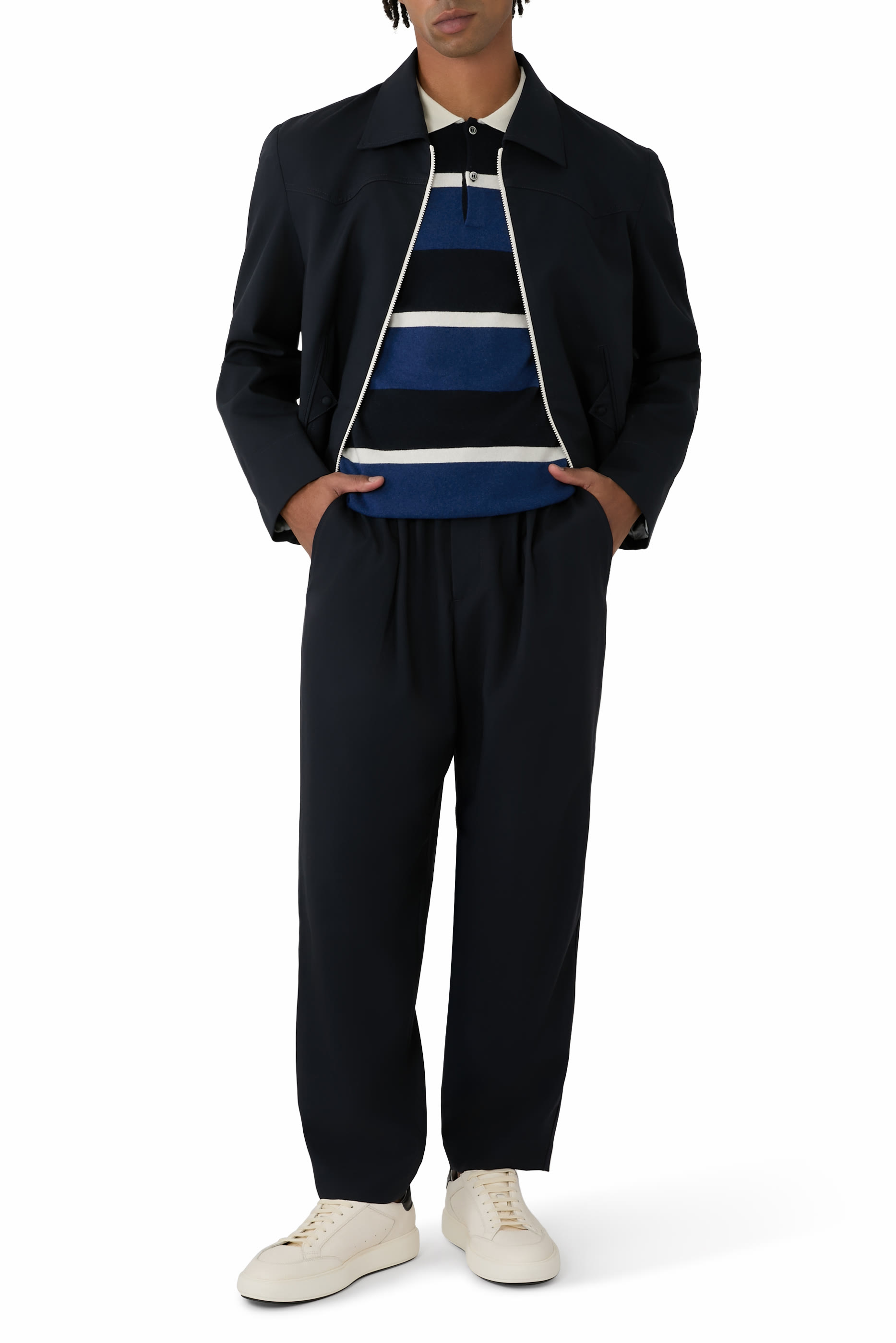 Elasticated Drawstring Waist Tropical Wool Trousers