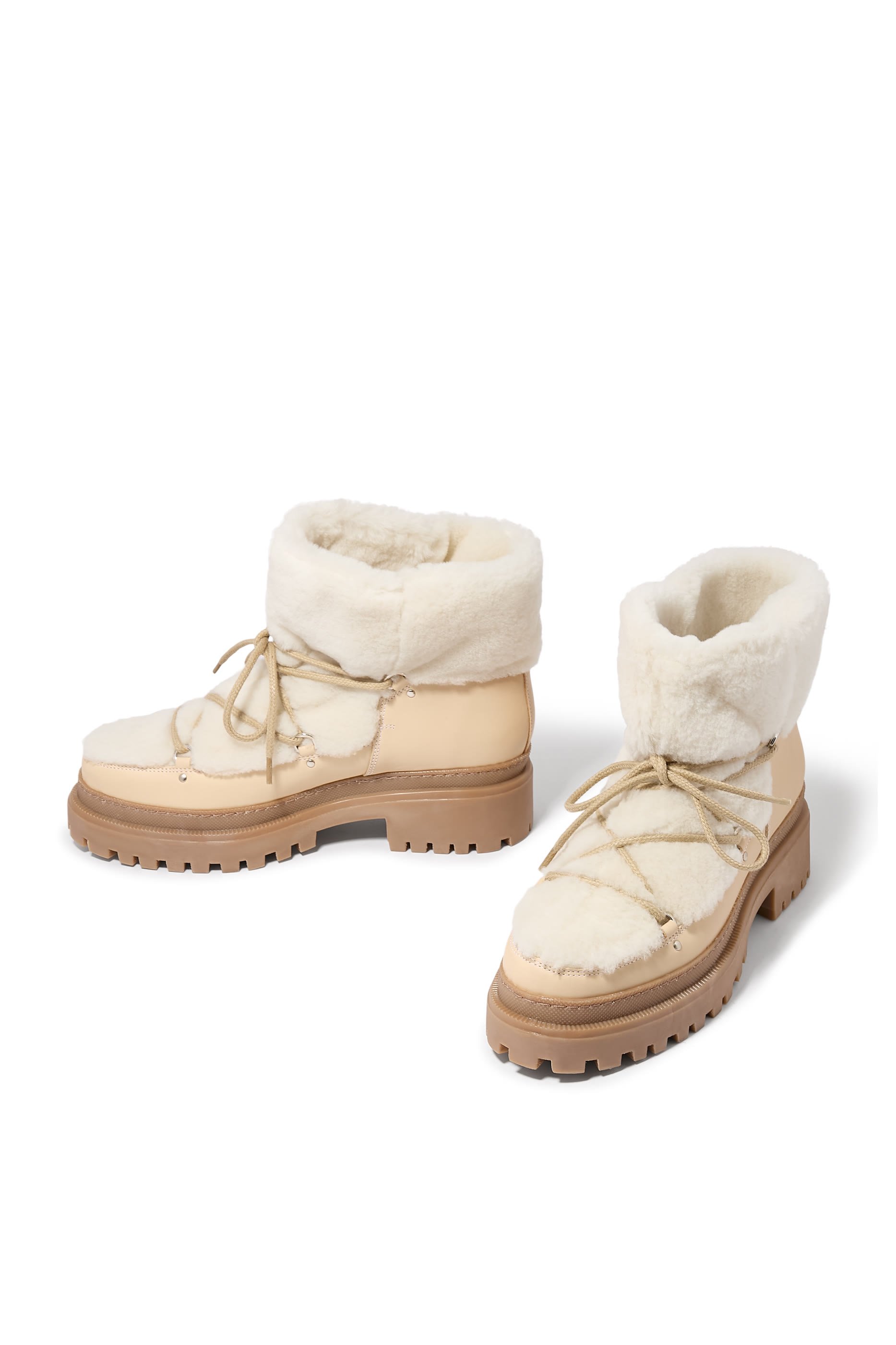 Lace-Up Mid-Length Shearling Boots