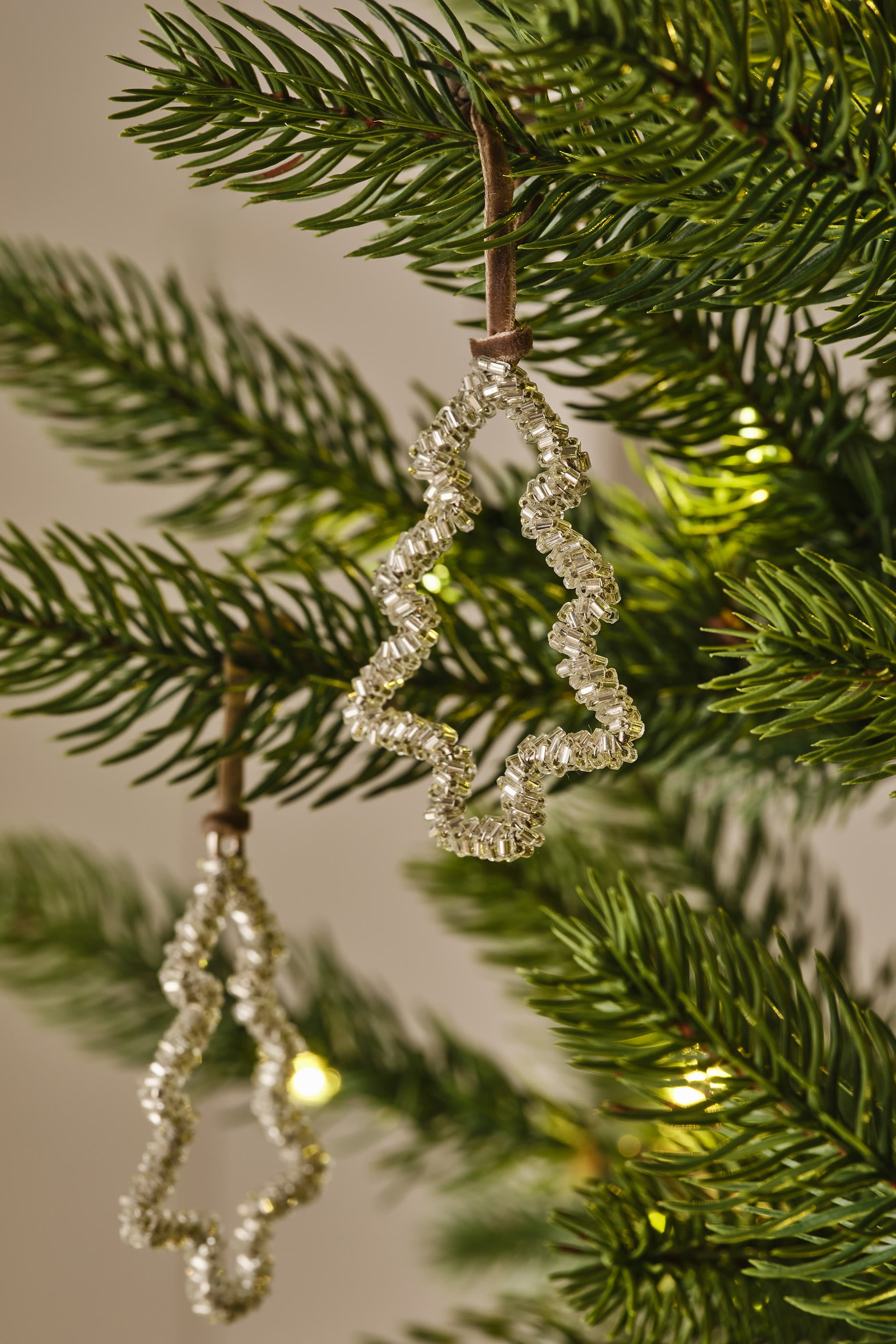 Silver Beaded Tree Decoration