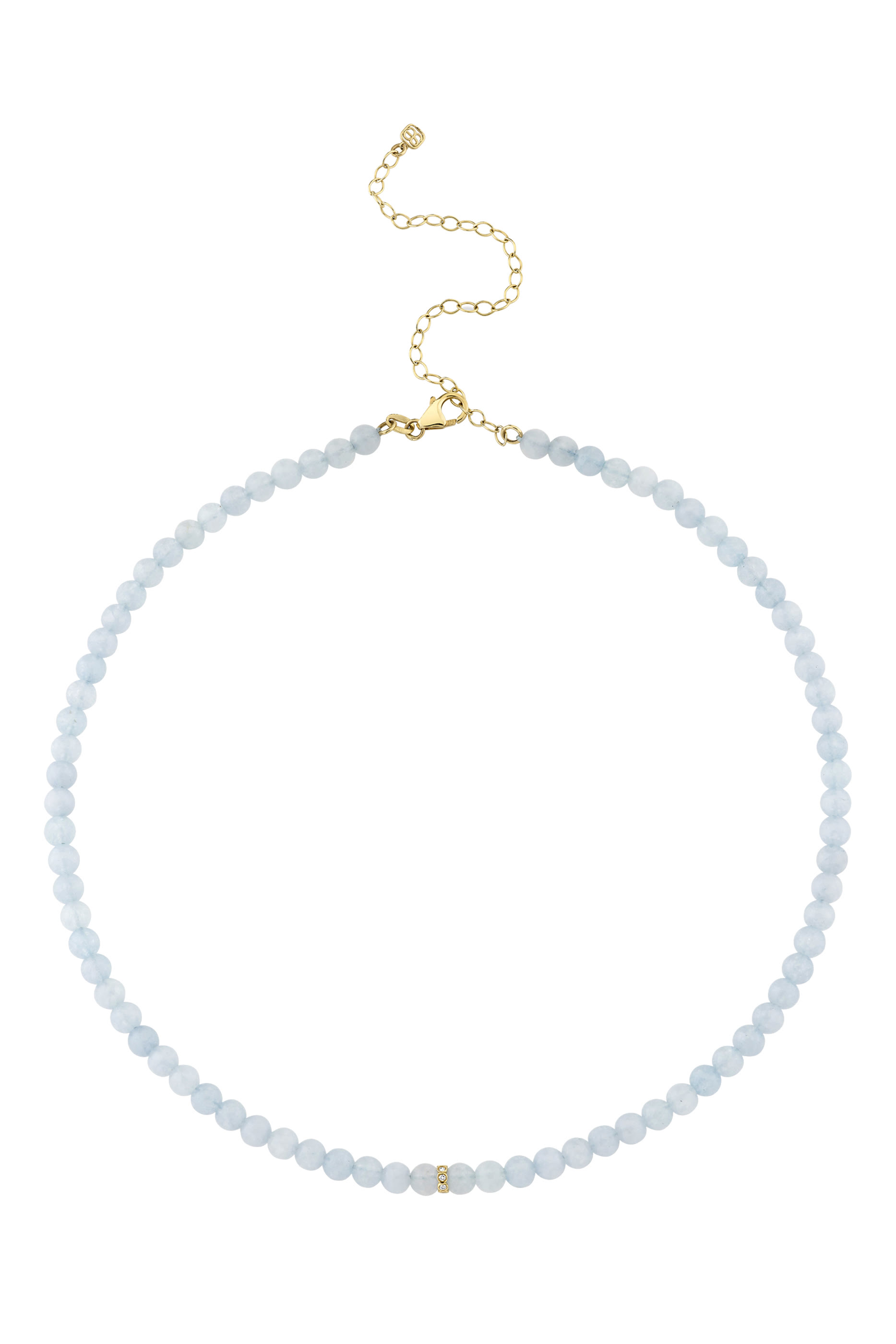  Rondelle Choker, Aquamarine, 14K Yellow Gold & Diamond 