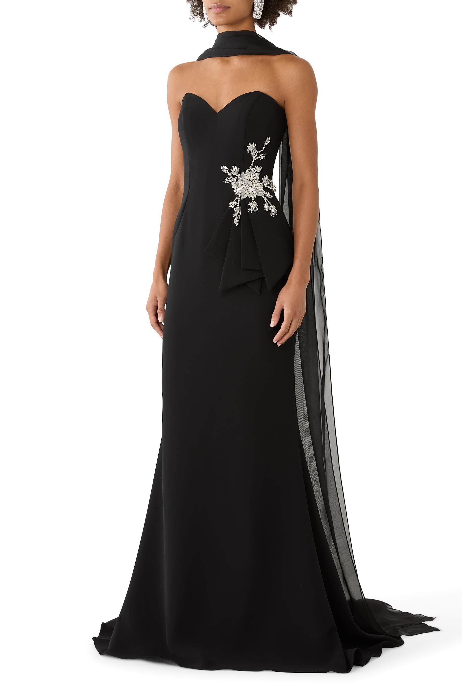 Beaded Peplum Mermaid Gown
