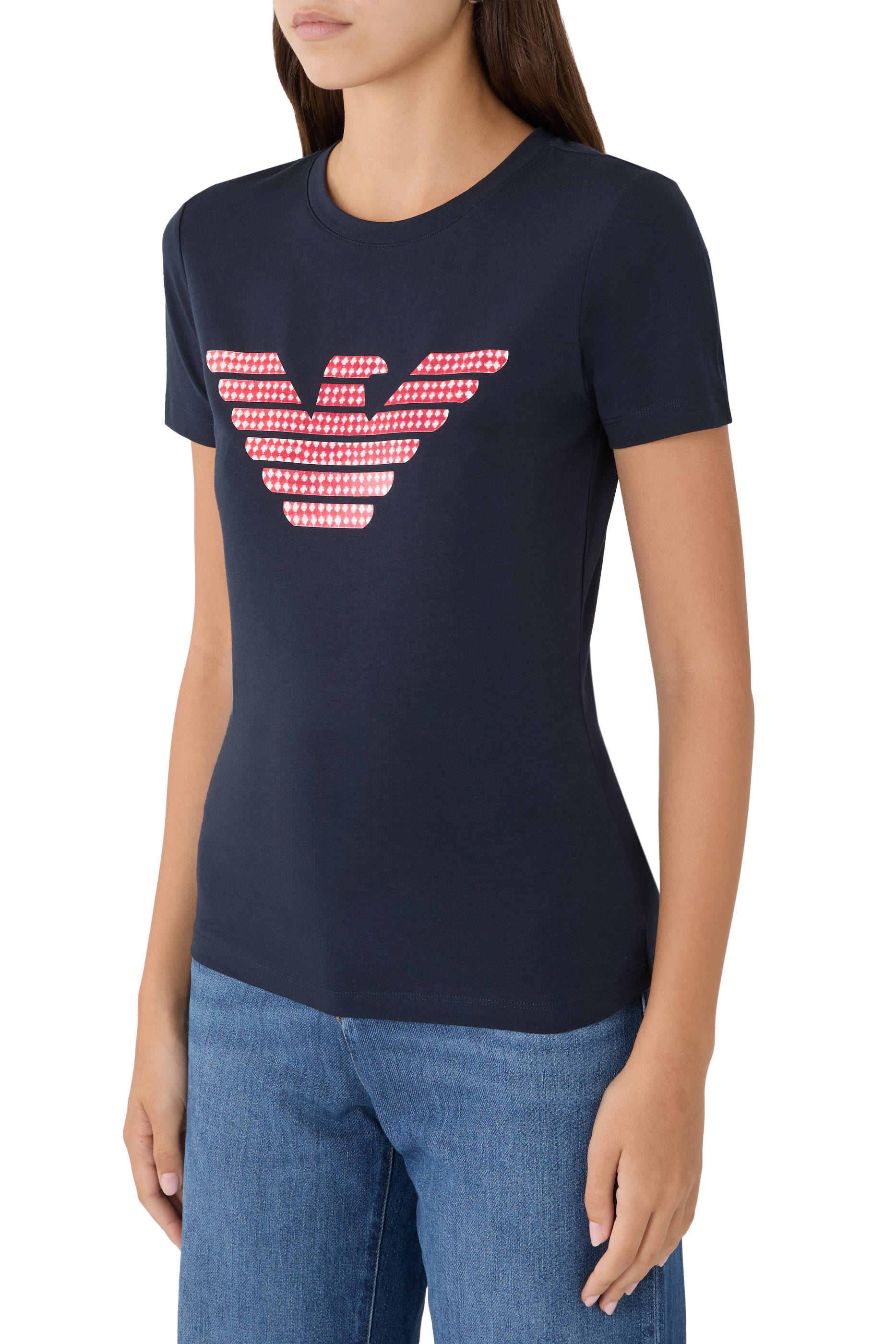 ASV Stretch-Jersey Slim-Fit T-Shirt with Oversized Eagle Pattern