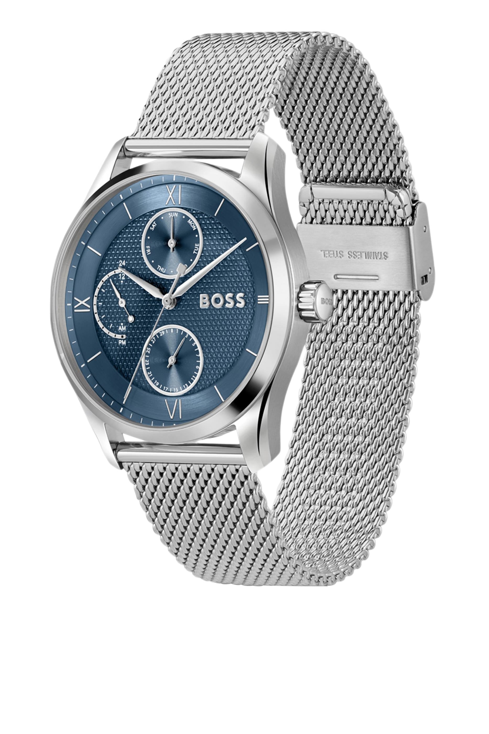 Principle Blue-Dial Watch with Mesh Bracelet