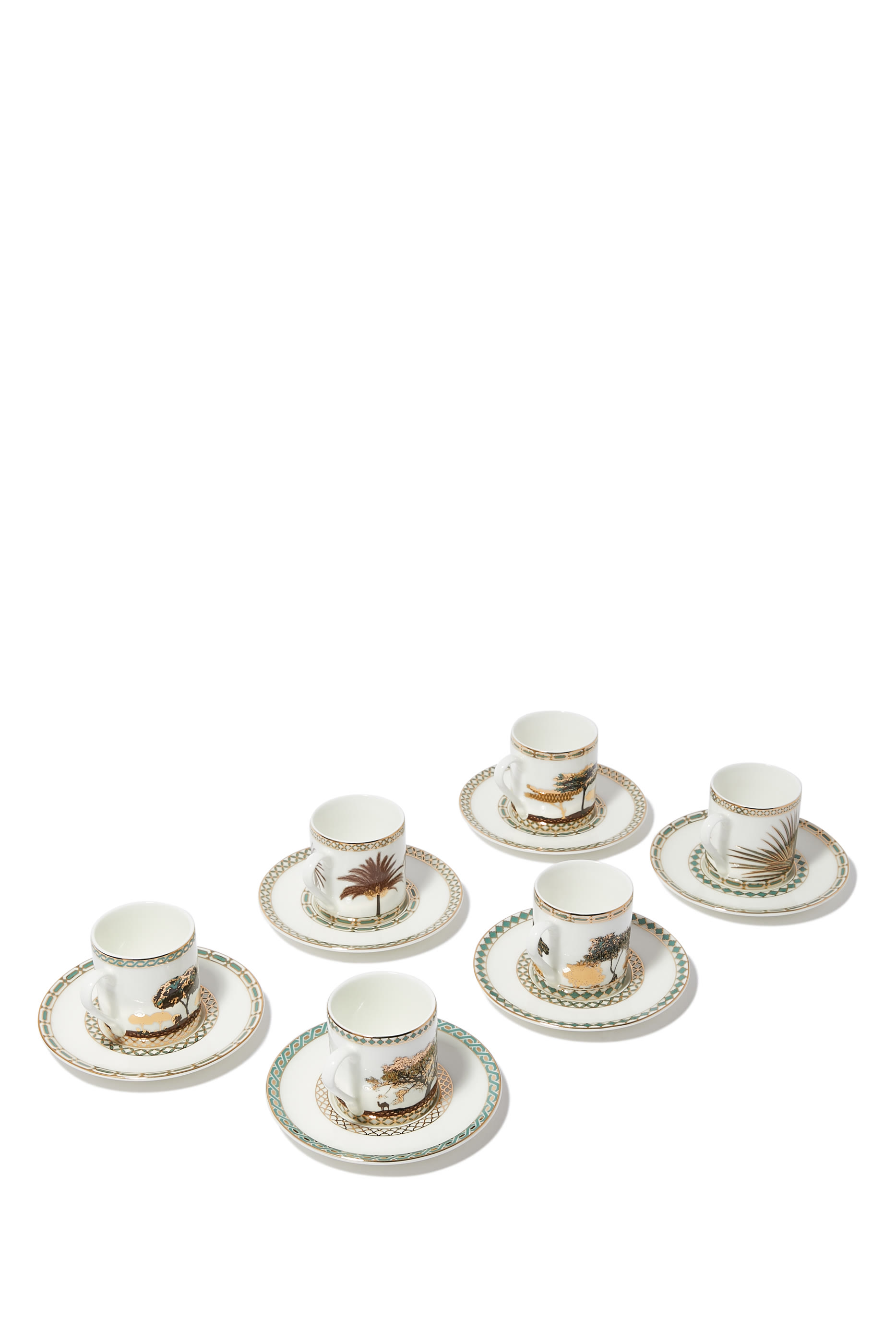 Assorted Tree Espressco Cup & Saucer, Set of 6