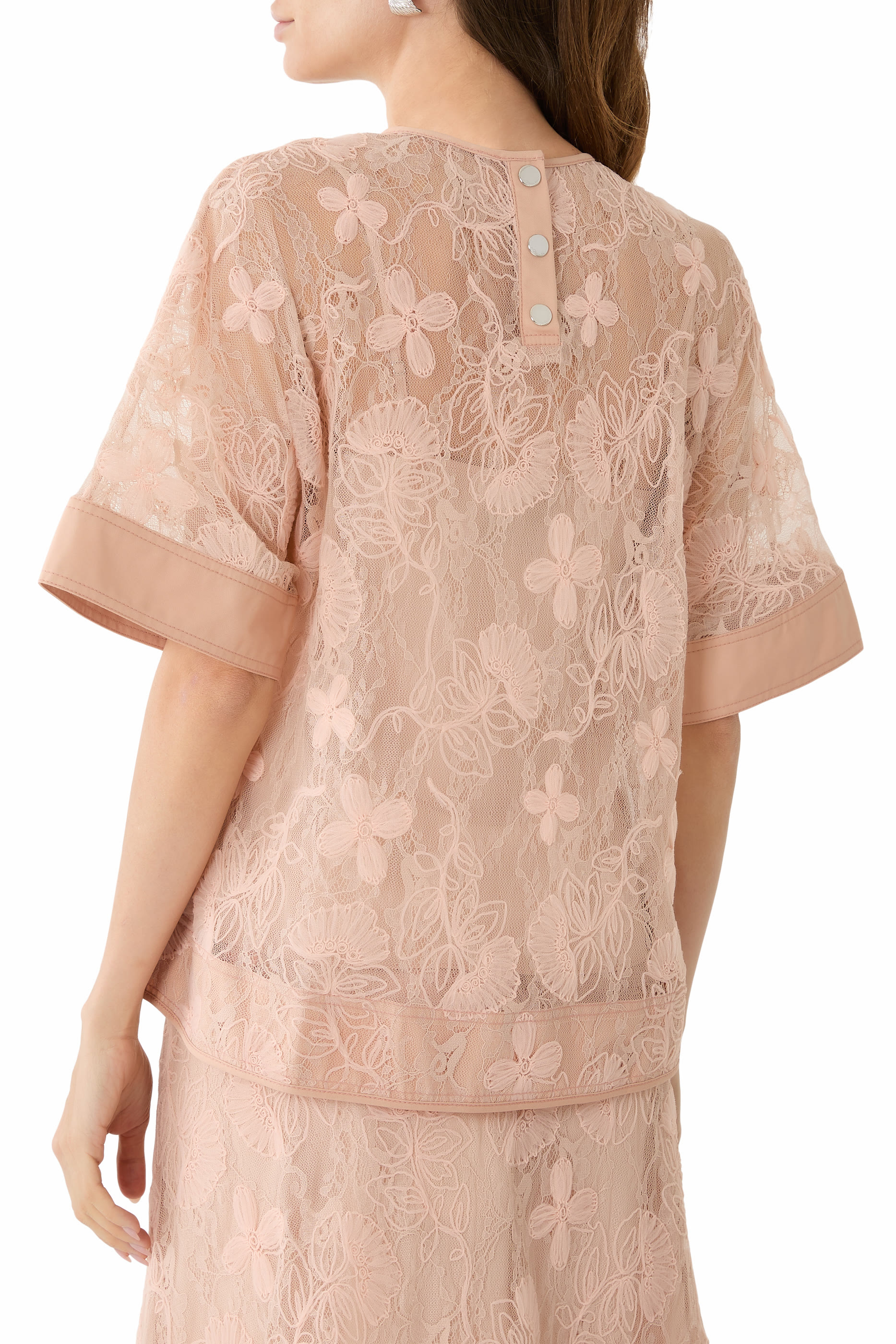 Dimensional Lace Flounce Top