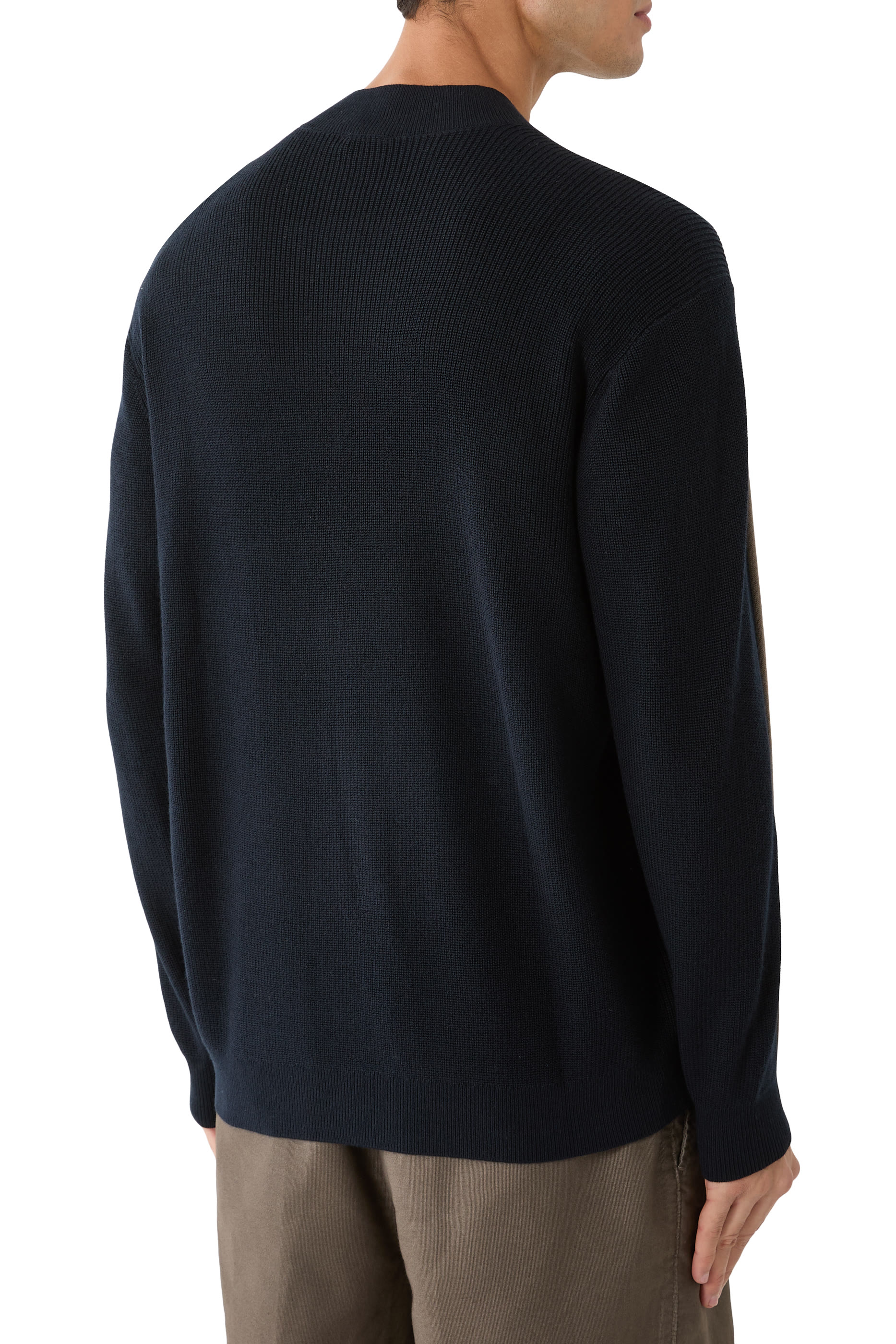 Rib Details Long Sleeves Pullover