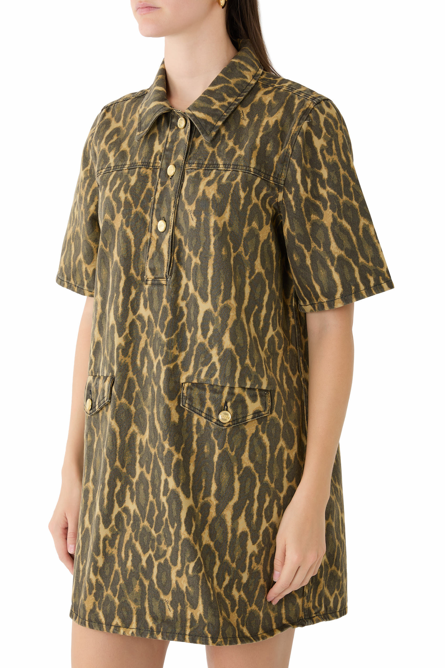  Print Denim Mini Dress