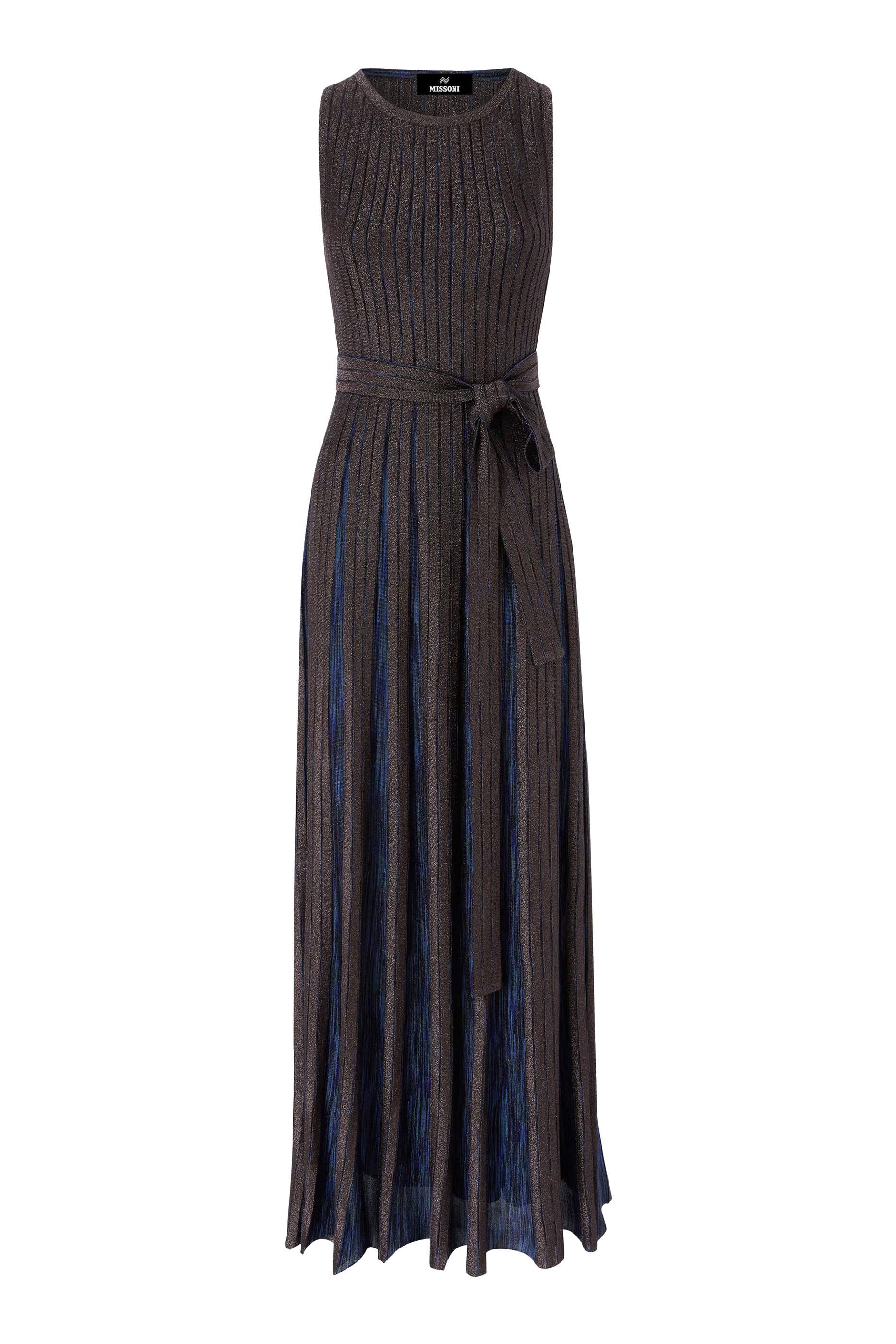  Partialized Sleeveless Belted Maxi Dress