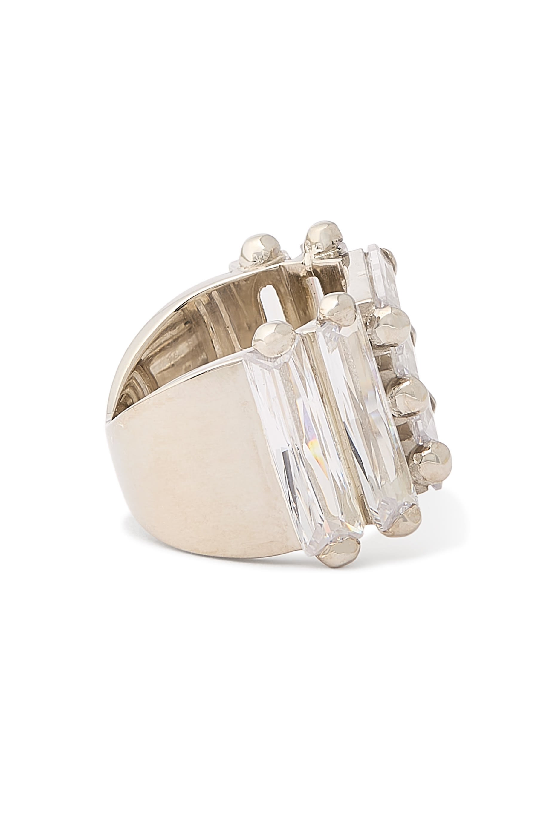 Crystallised Armour Ring, 925 Sterling Silver & Zirconia Baguettes