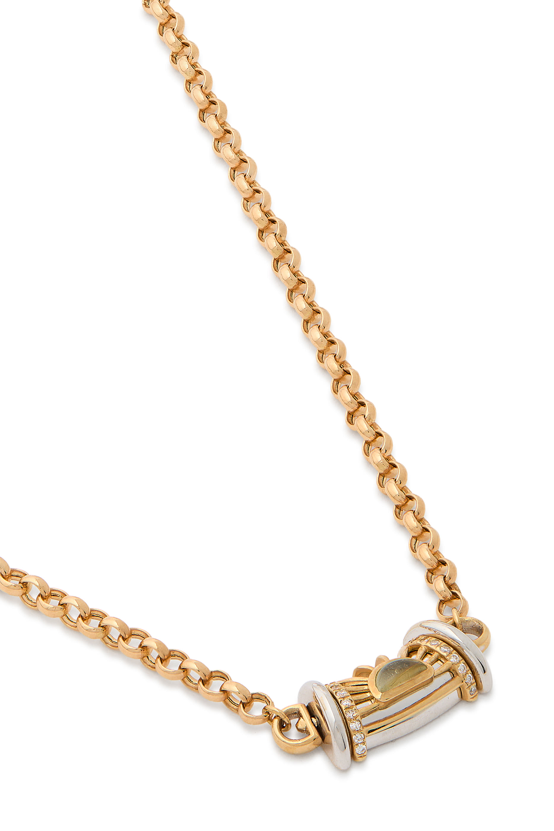 Warrior Dawn Necklace, 18K Yellow Gold with Diamonds & Orange Topaz