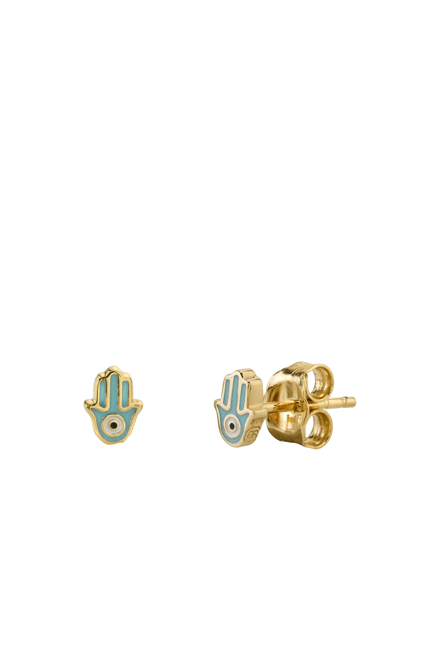 Kids Hamsa Studs, 14k Yellow Gold