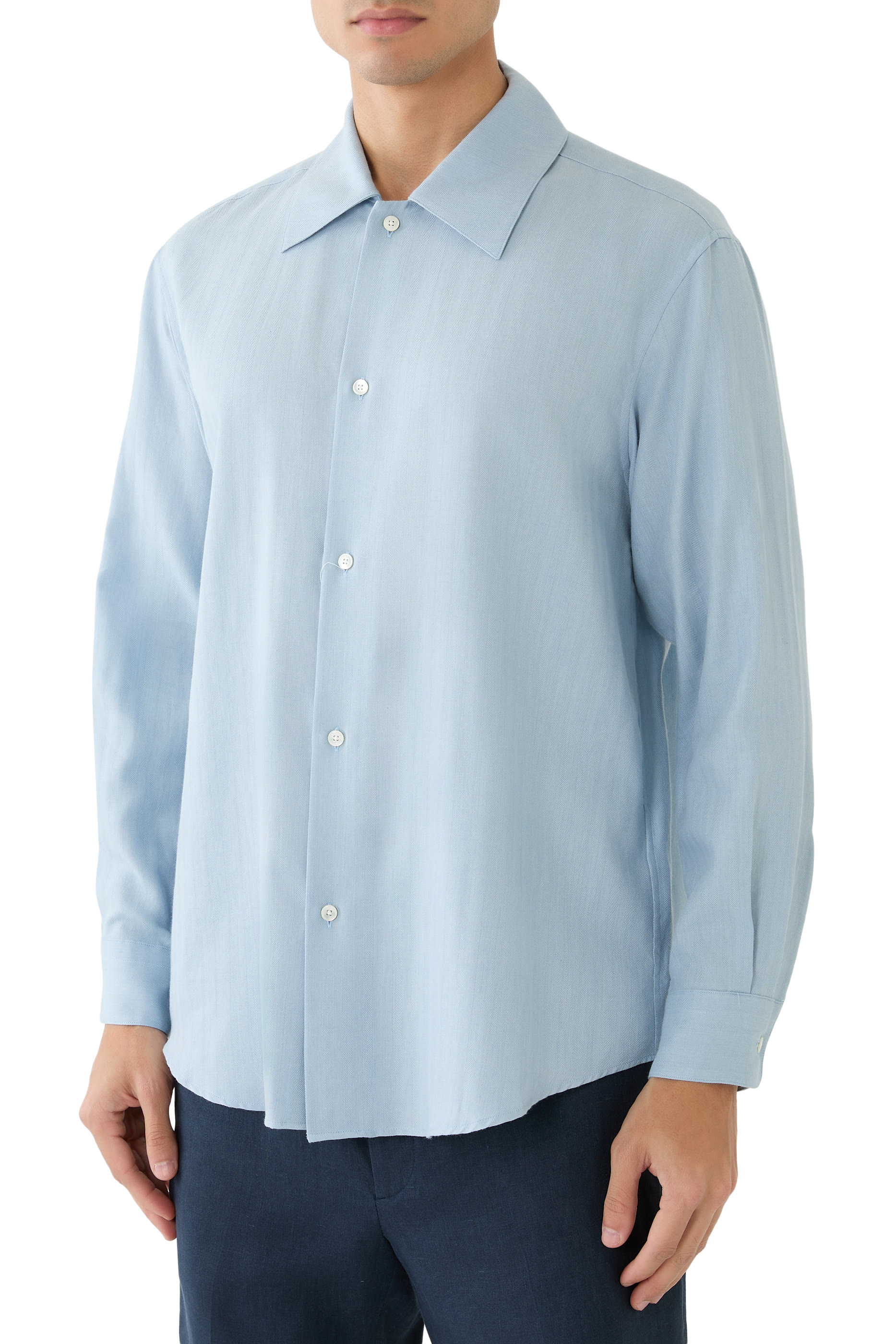 Cotton Cashmere Herringbone Shirt