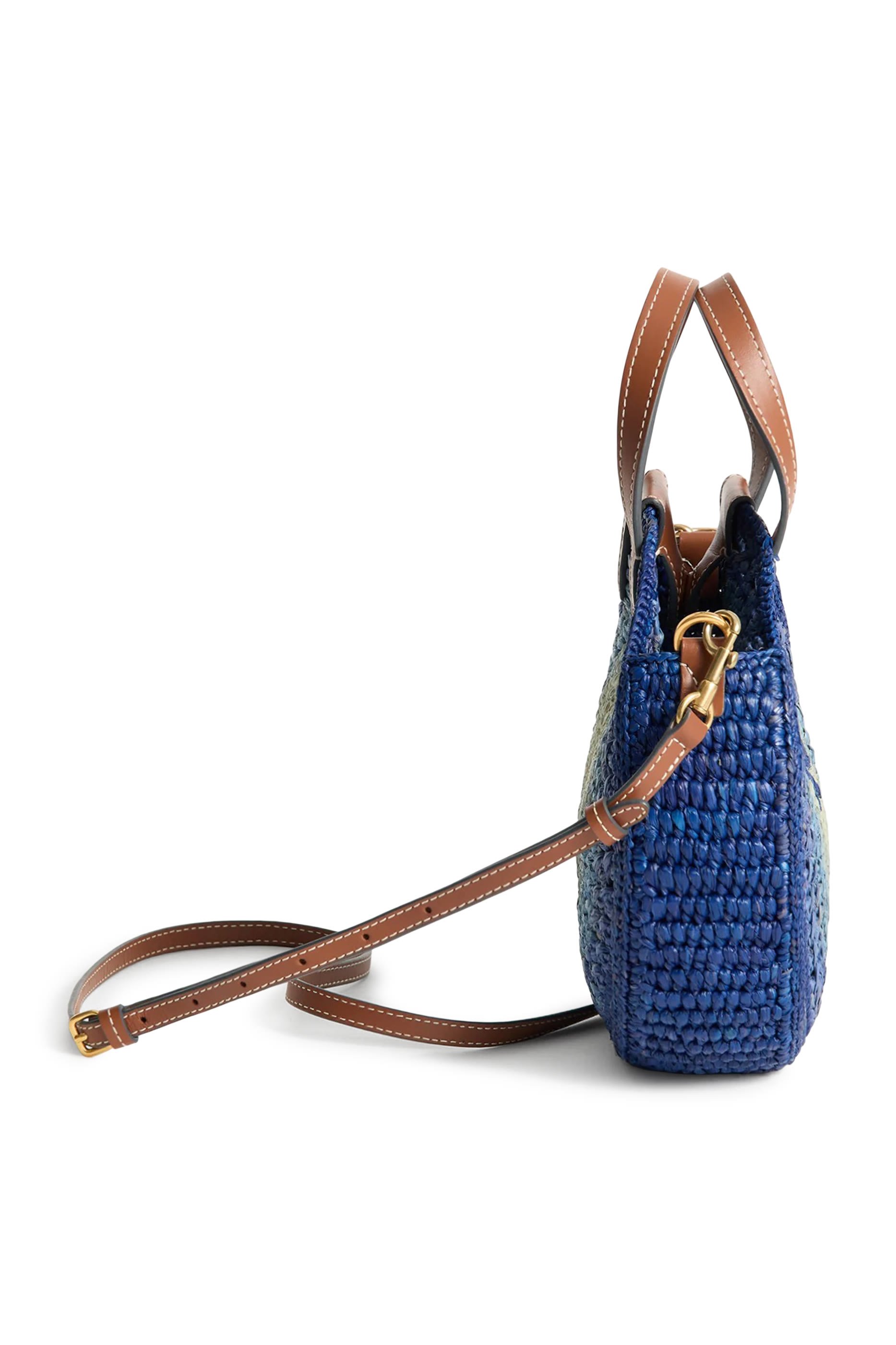 Raffia Small Round Bow Tote Bag