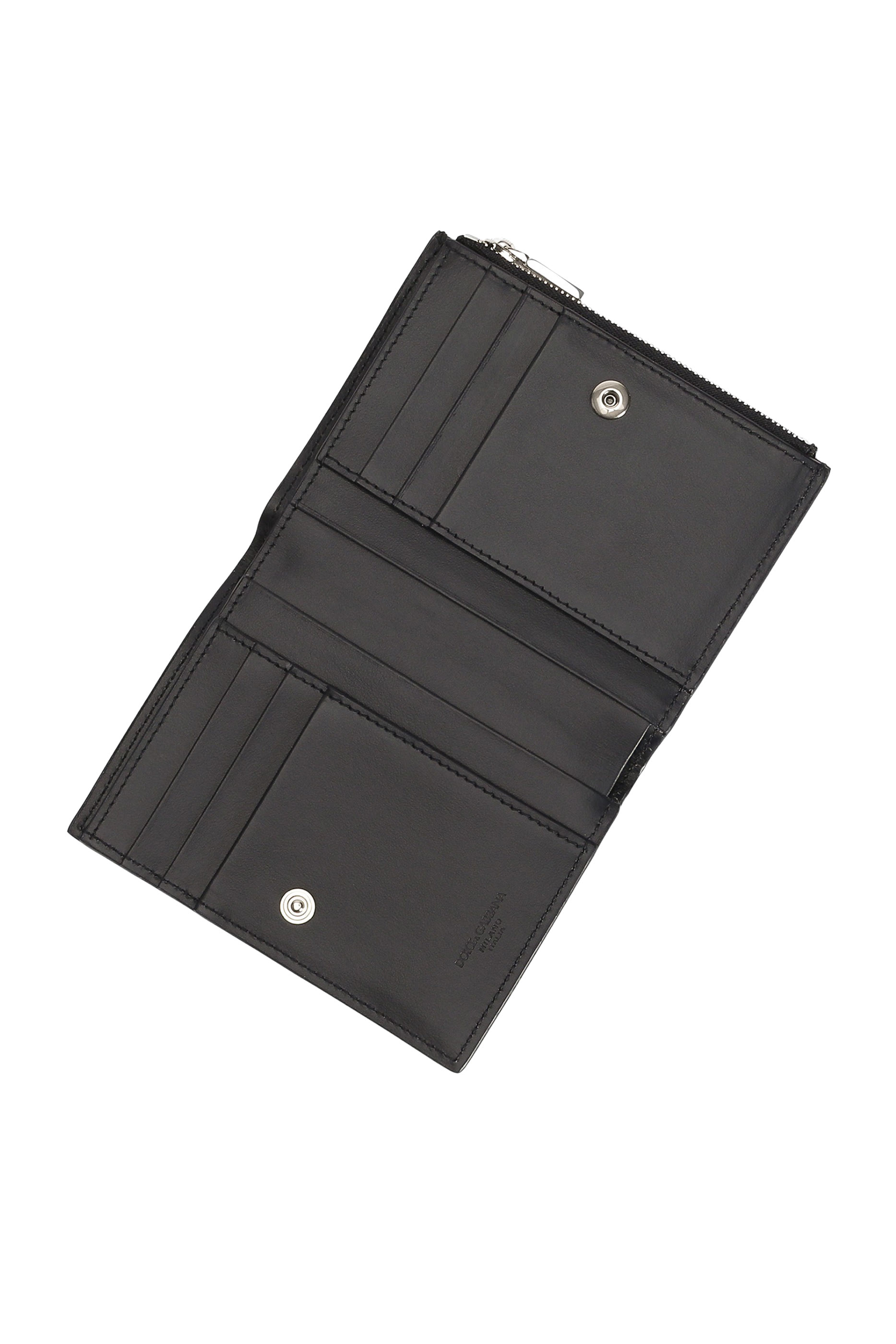 Stripe-Print Bifold Wallet in Calfskin 
