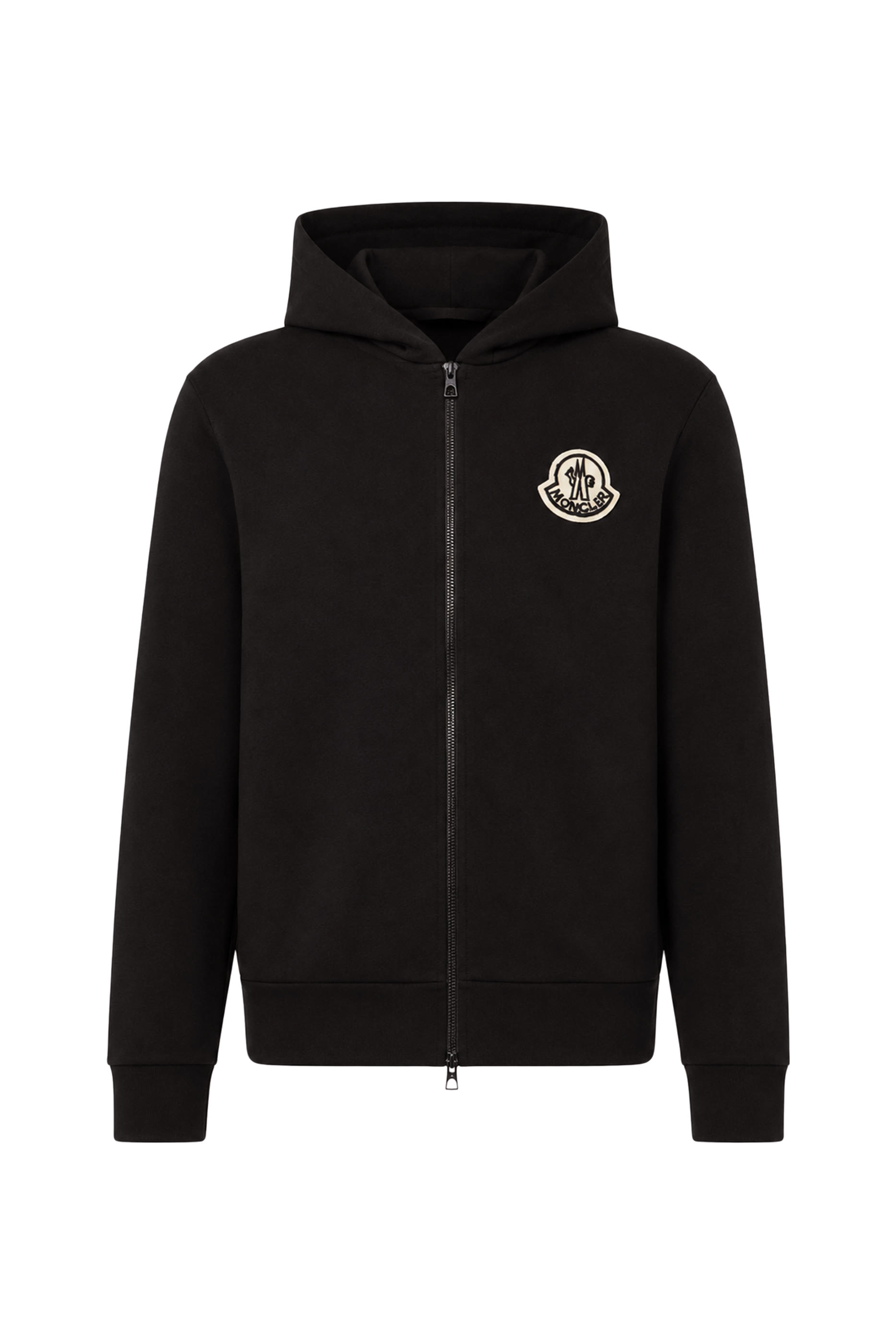 Leather Logo Wool Zip-Up Cardigan 