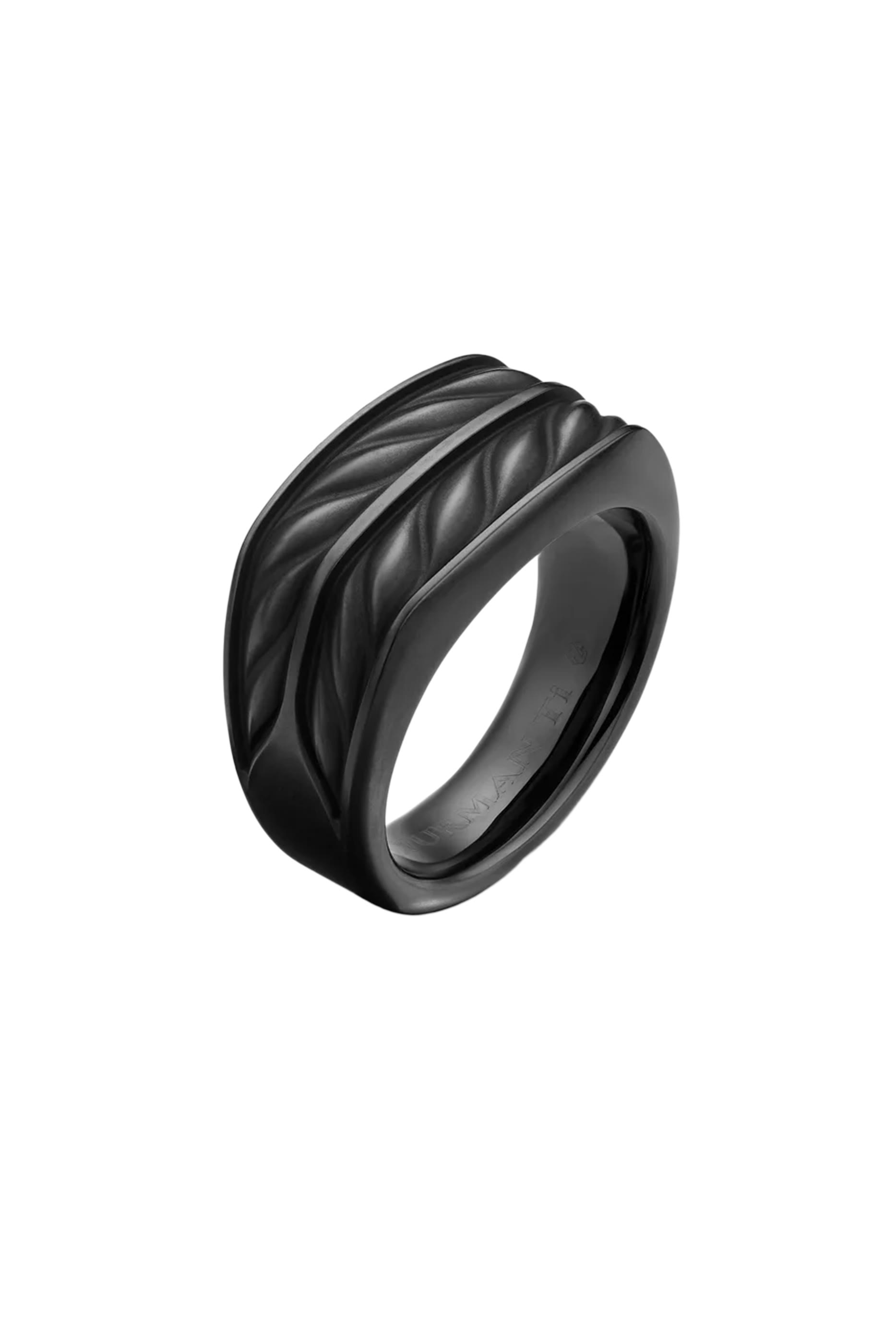 Chevron Three-Sided Signet Ring, Titanium