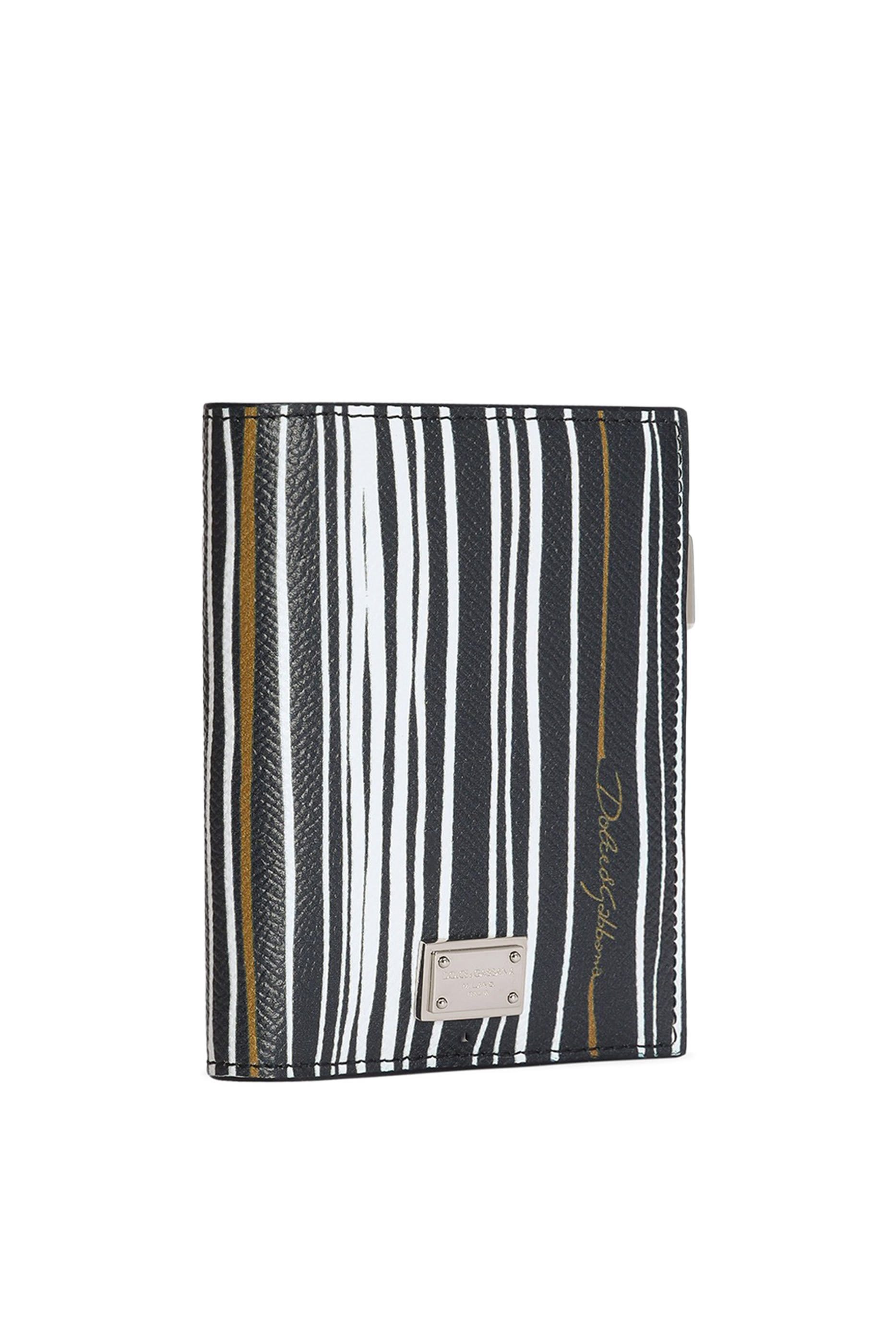 Stripe-Print Bifold Wallet in Calfskin 