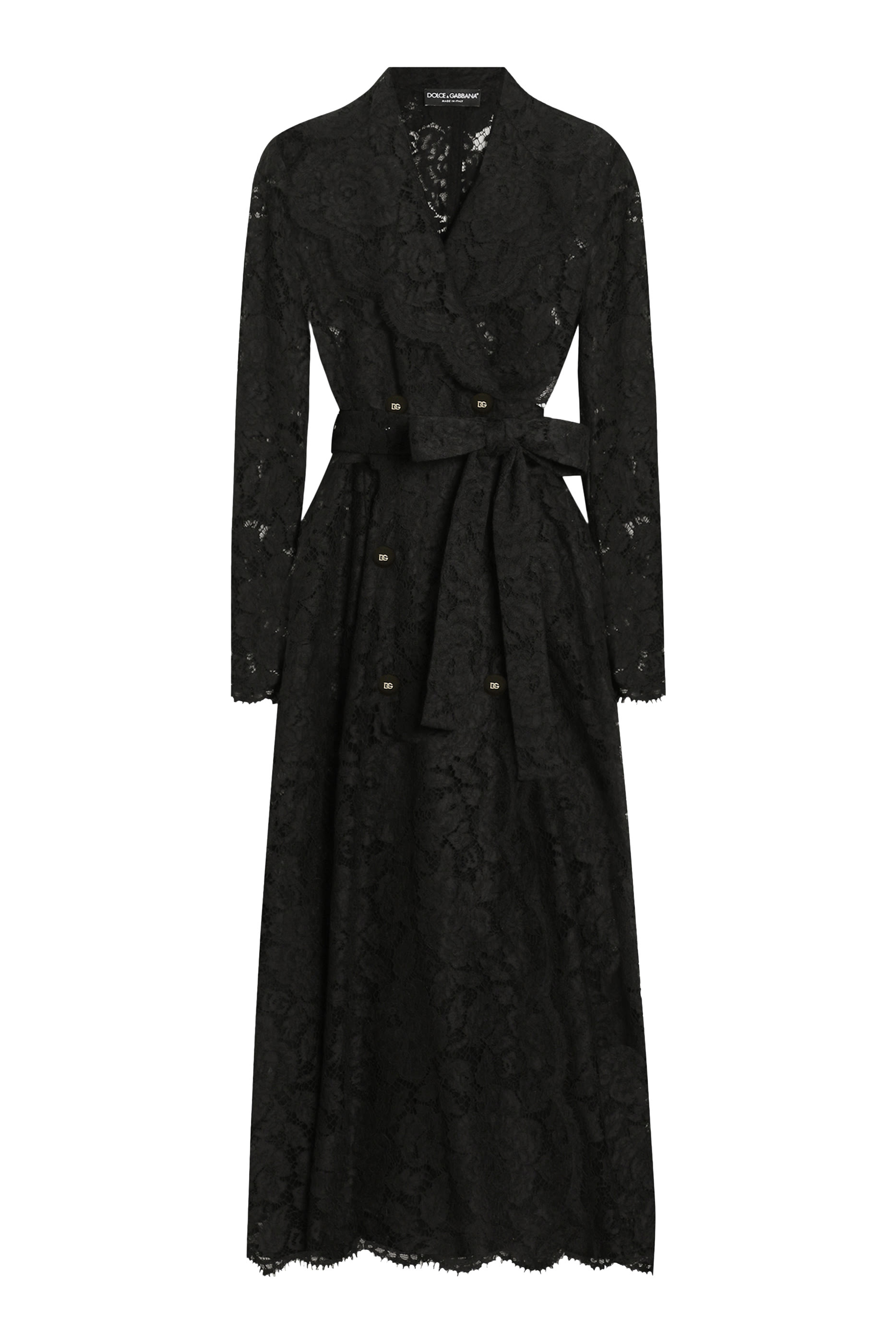 Long Double-Breasted Cordonetto Lace Coat 