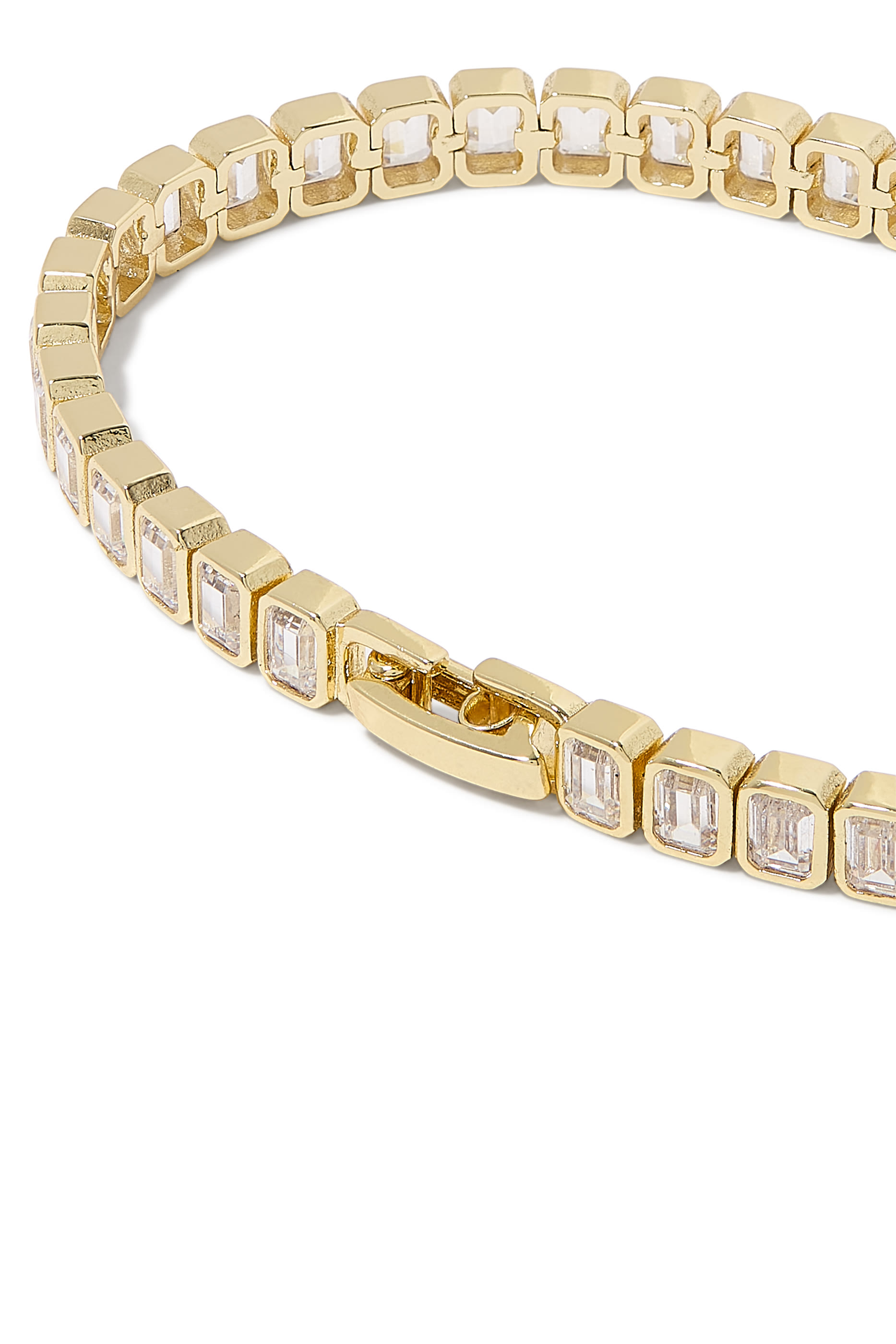  Emerald Cut Baguette Tennis Bracelet, 14ct Vermeil on Sterling Silver & AAAA+ Grade Cubic Zirconia