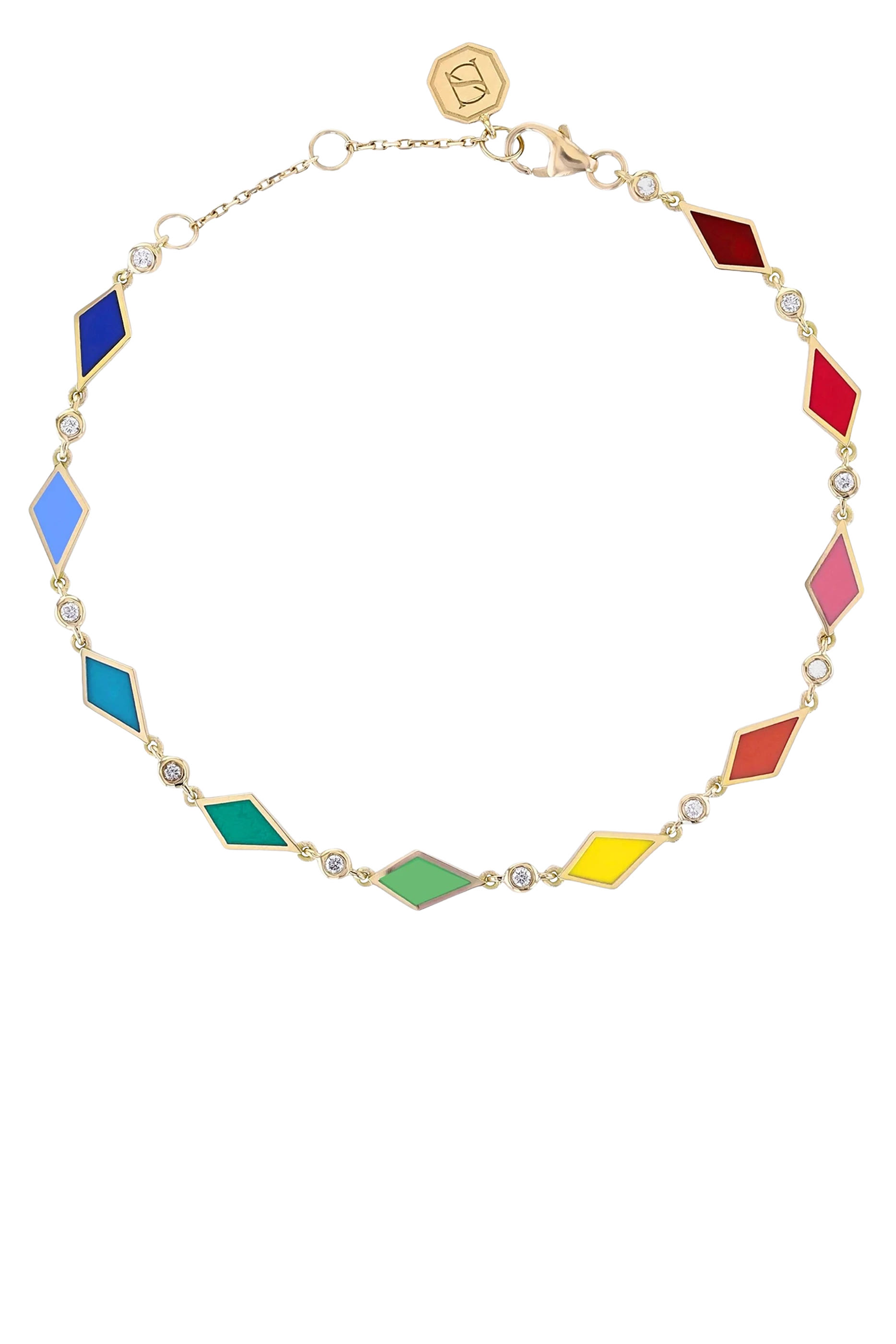  Mosaic Bracelet, 18K Rose Gold with Diamonds & Enamel