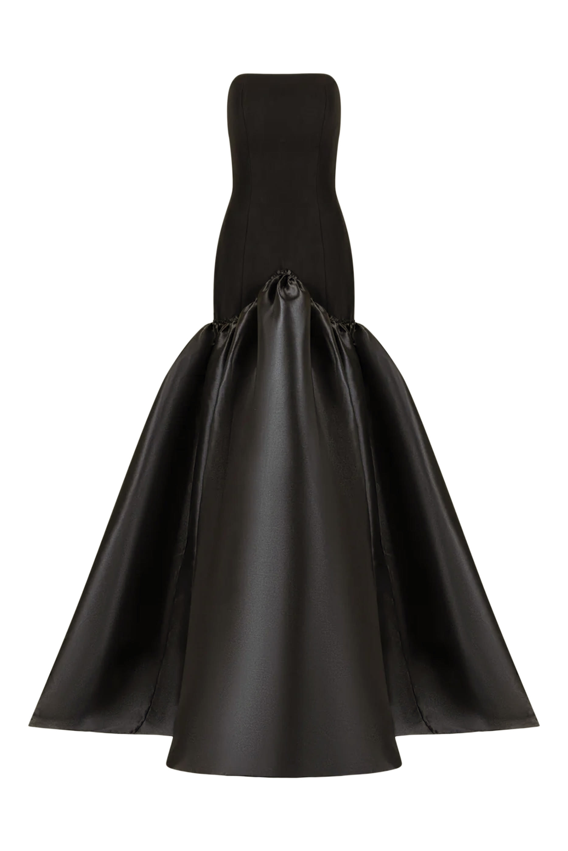  Large Mikado Trumpet Train Strapless Gown