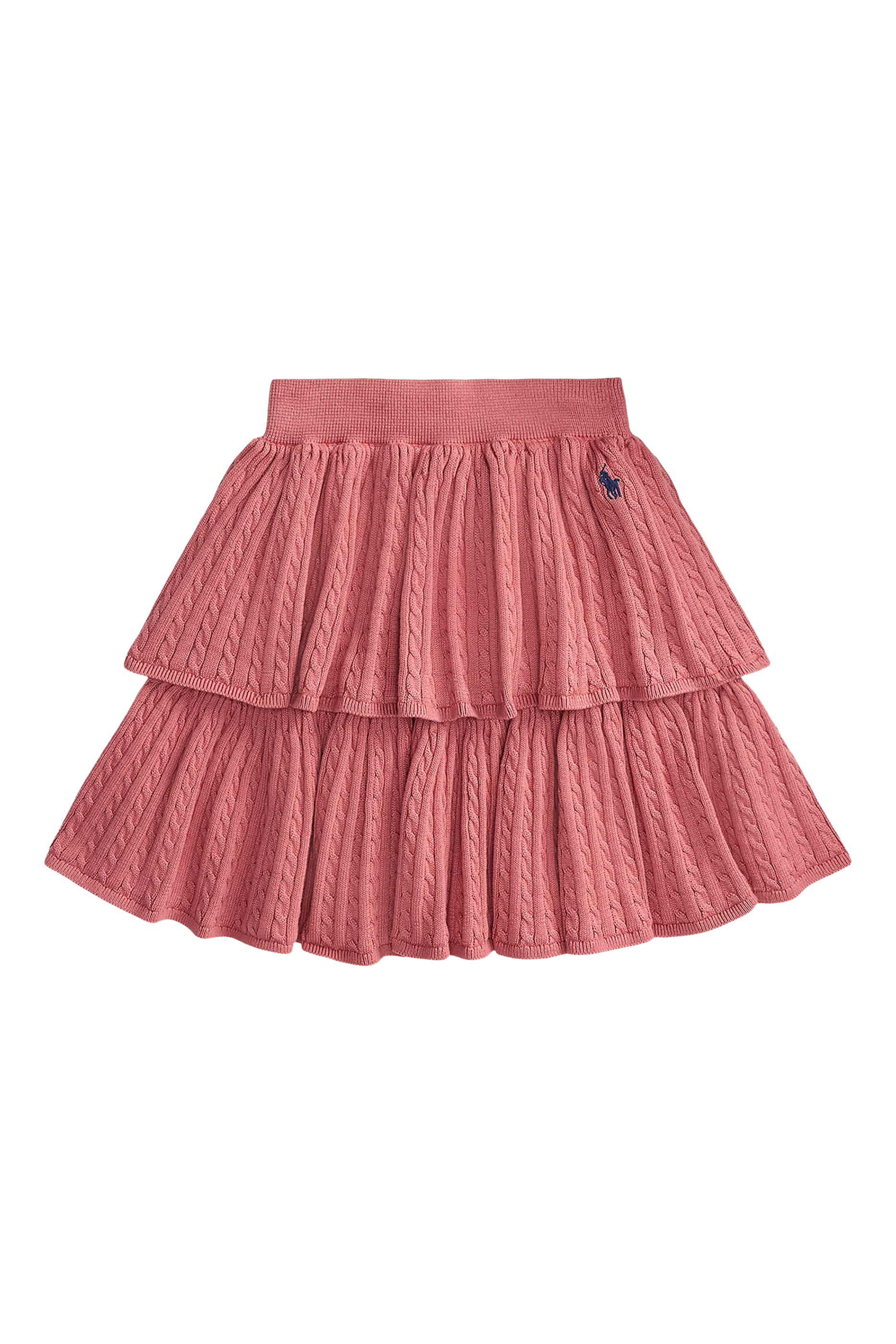 Kids Logo Cable-Knit Tiered Skirt