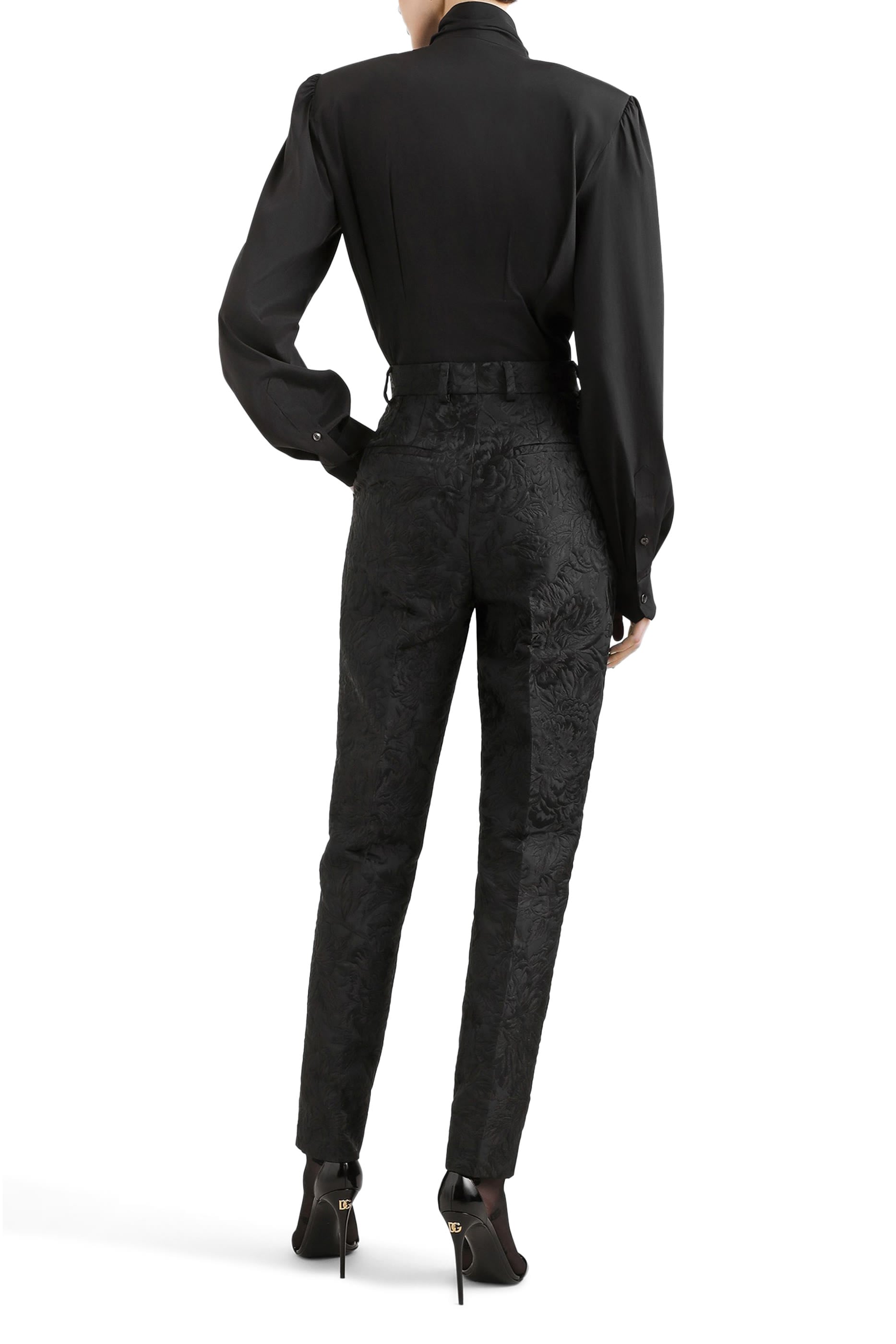 Tailored Quilted Floral Jacquard Pants