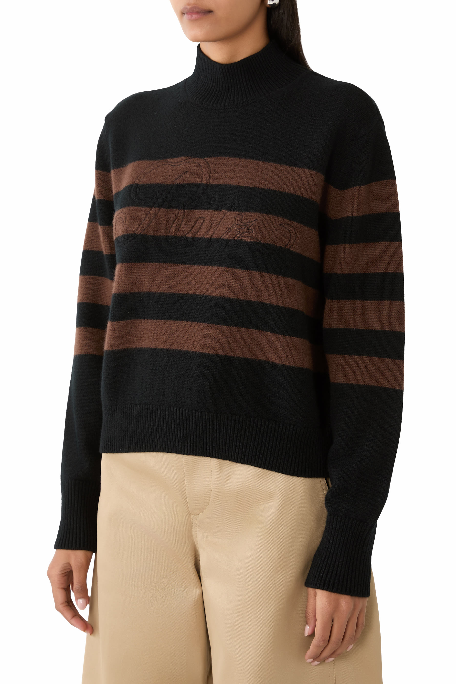  Ritz Striped Cashmere Turtleneck Sweater 