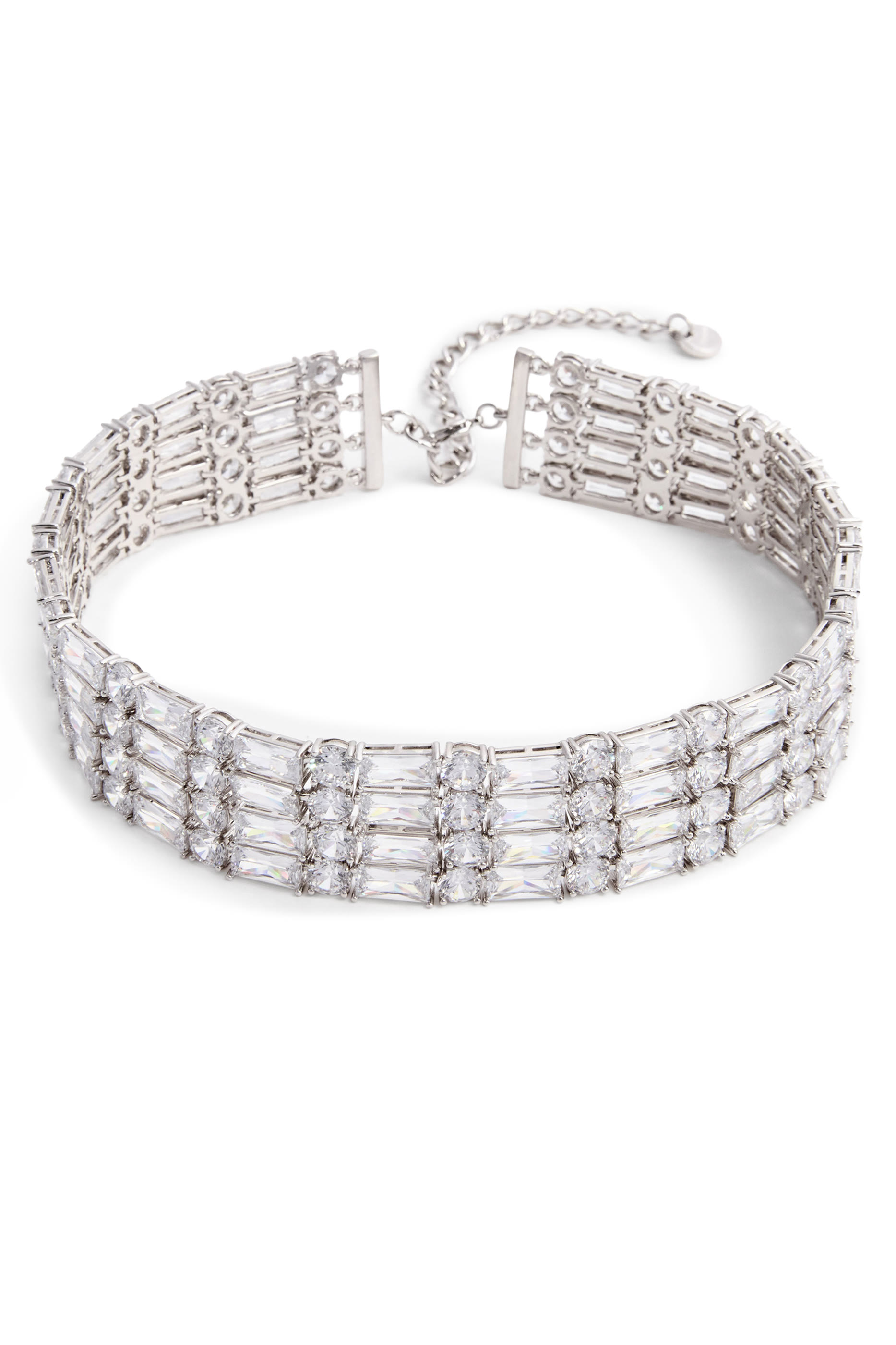 Silver Crystal Choker, Brass & Cubic Zirconia