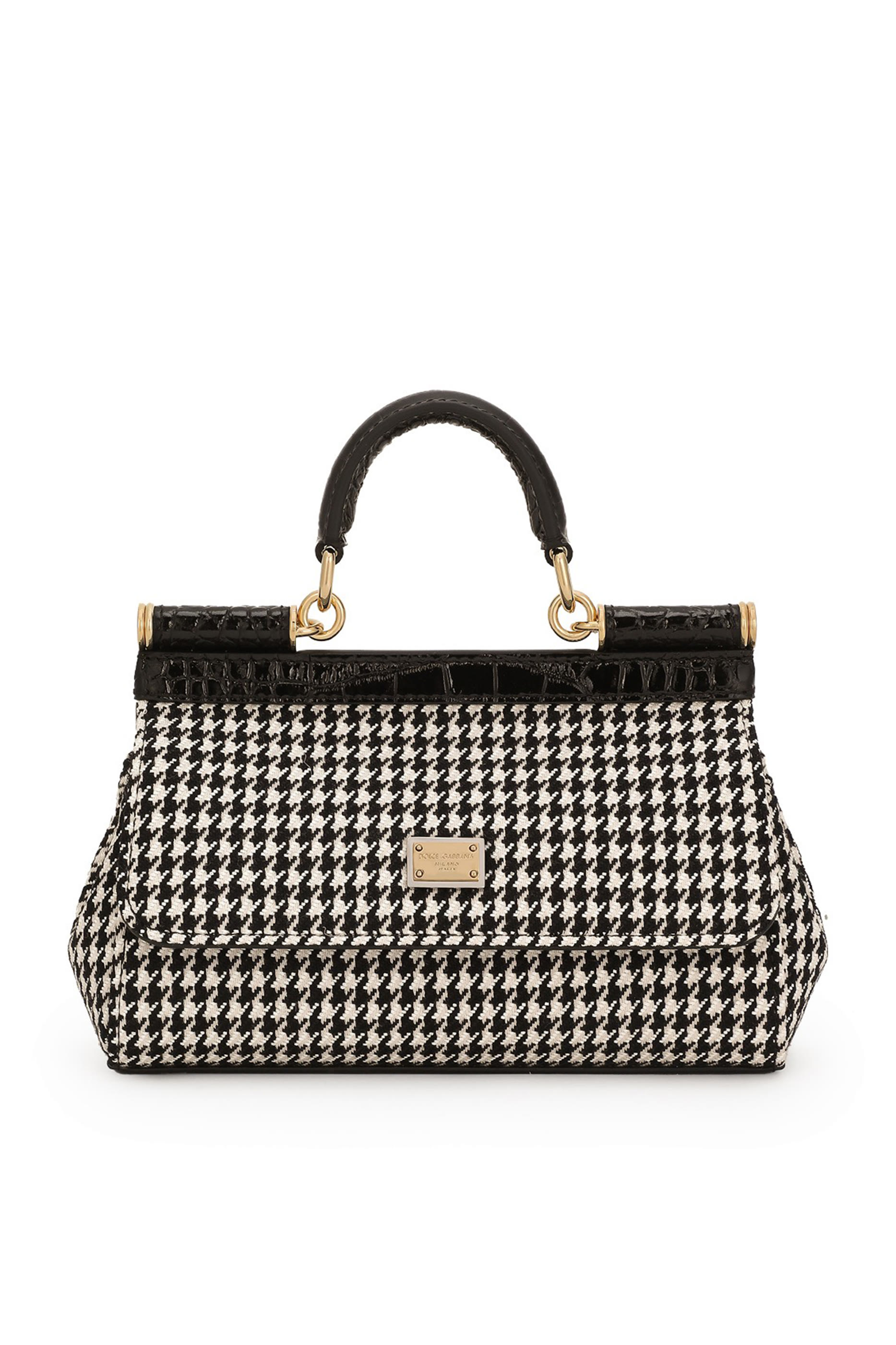 Small Houndstooth Fabric Sicily Handbag