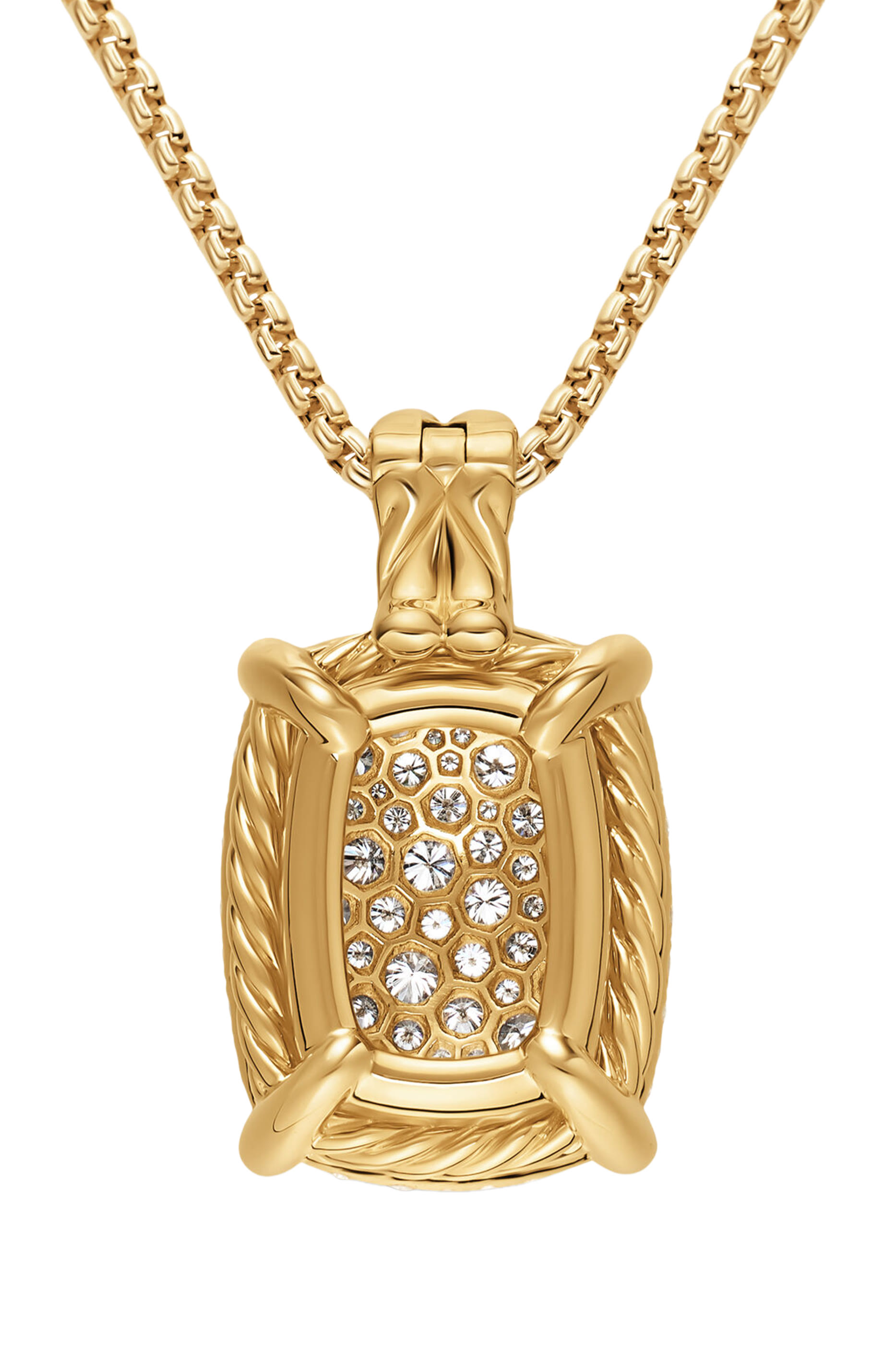 Ch&acirc;telaine&reg; Elongated Pendant Necklace, 18K Yellow Gold & Diamonds