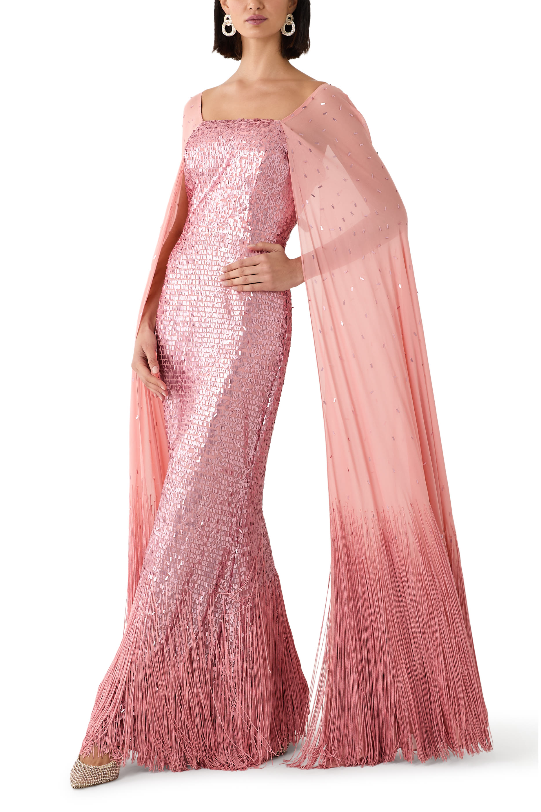 Cape Sleeve Gown