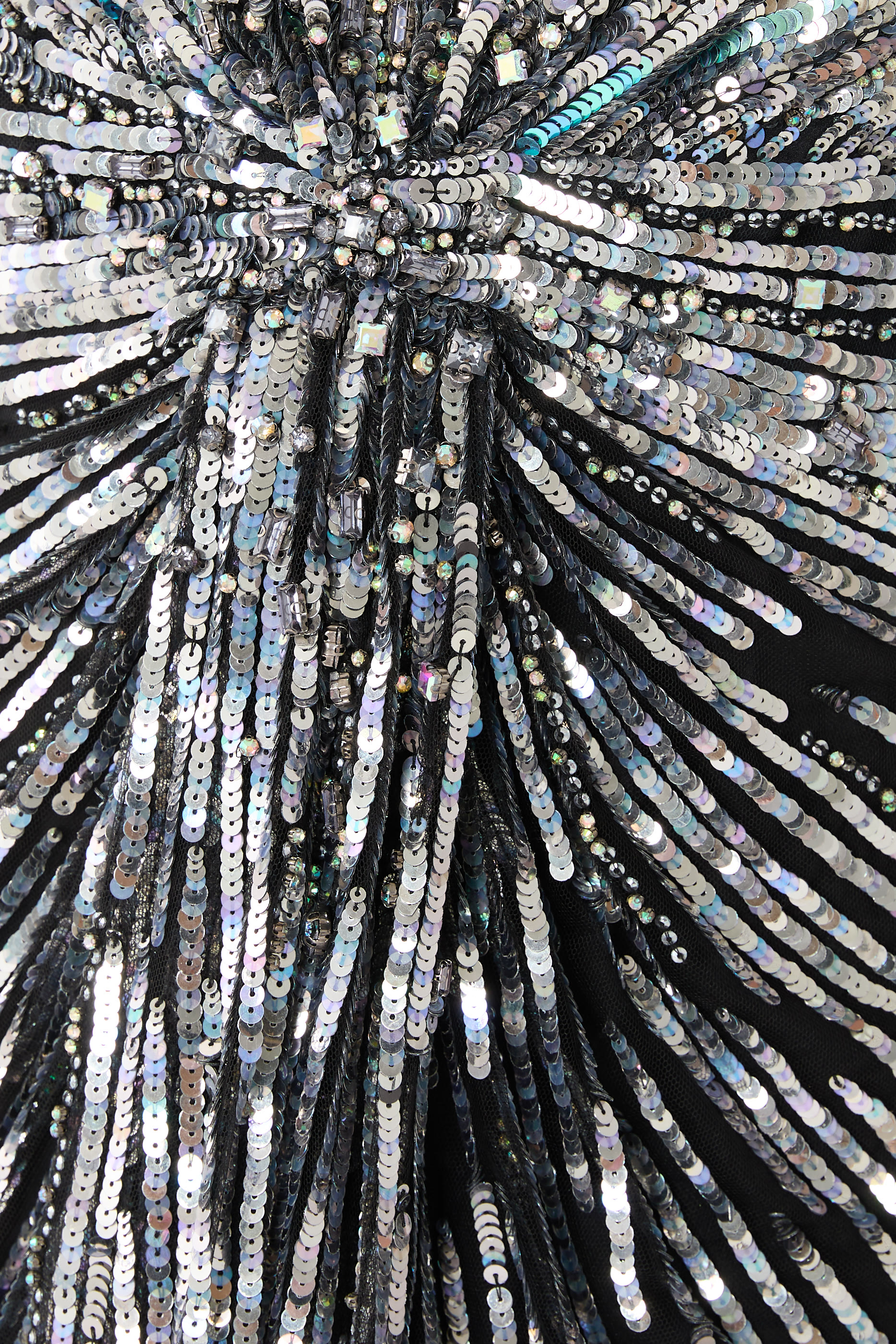 Embellished Cape-Effect Tulle Gown