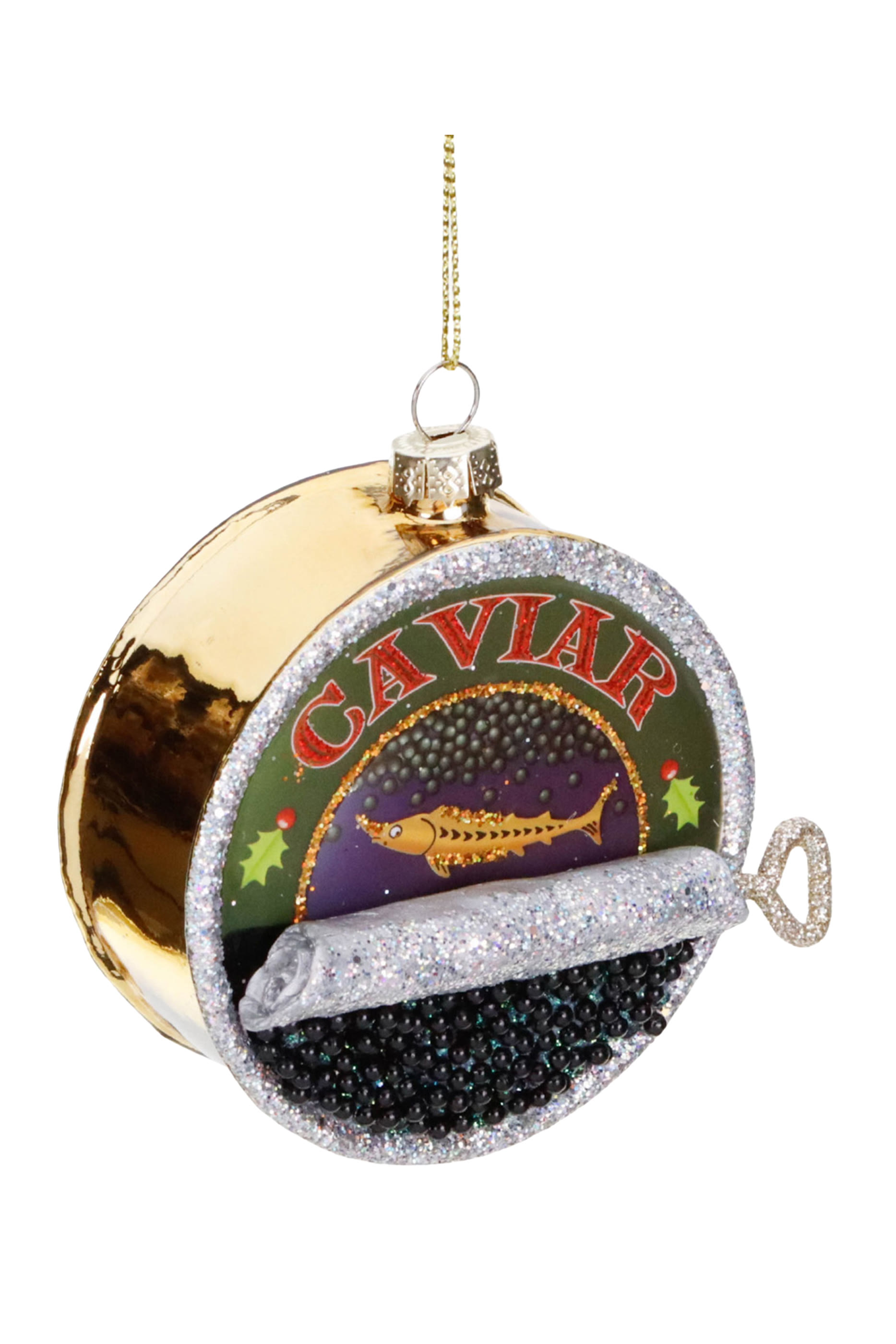 Glass Caviar Can Ornament
