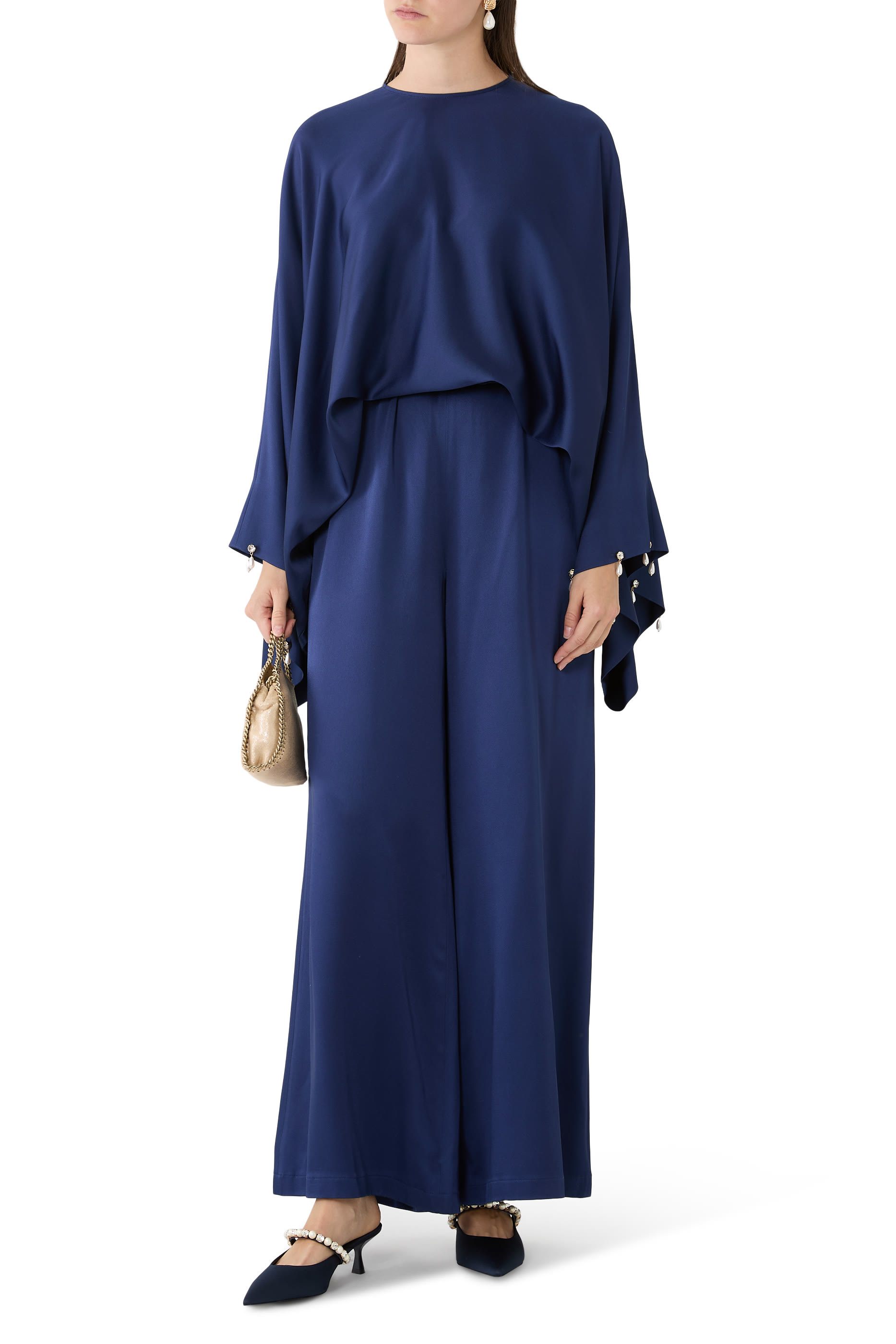  Elsa Pearl-Embellished 40 Kitten Mules