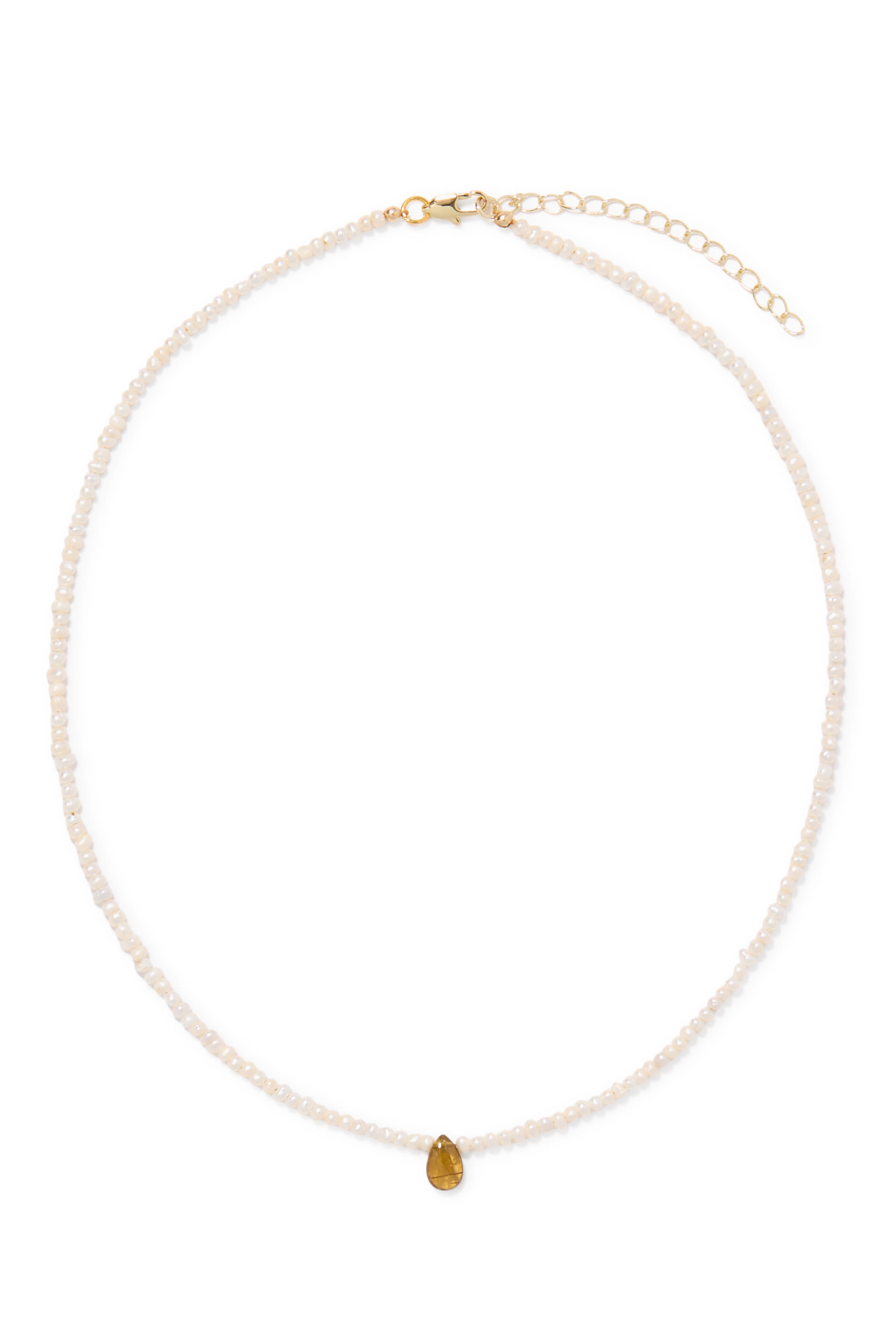 Briolette Necklace, 14K Gold Plated Brass, Pearls & Carnelian Stone