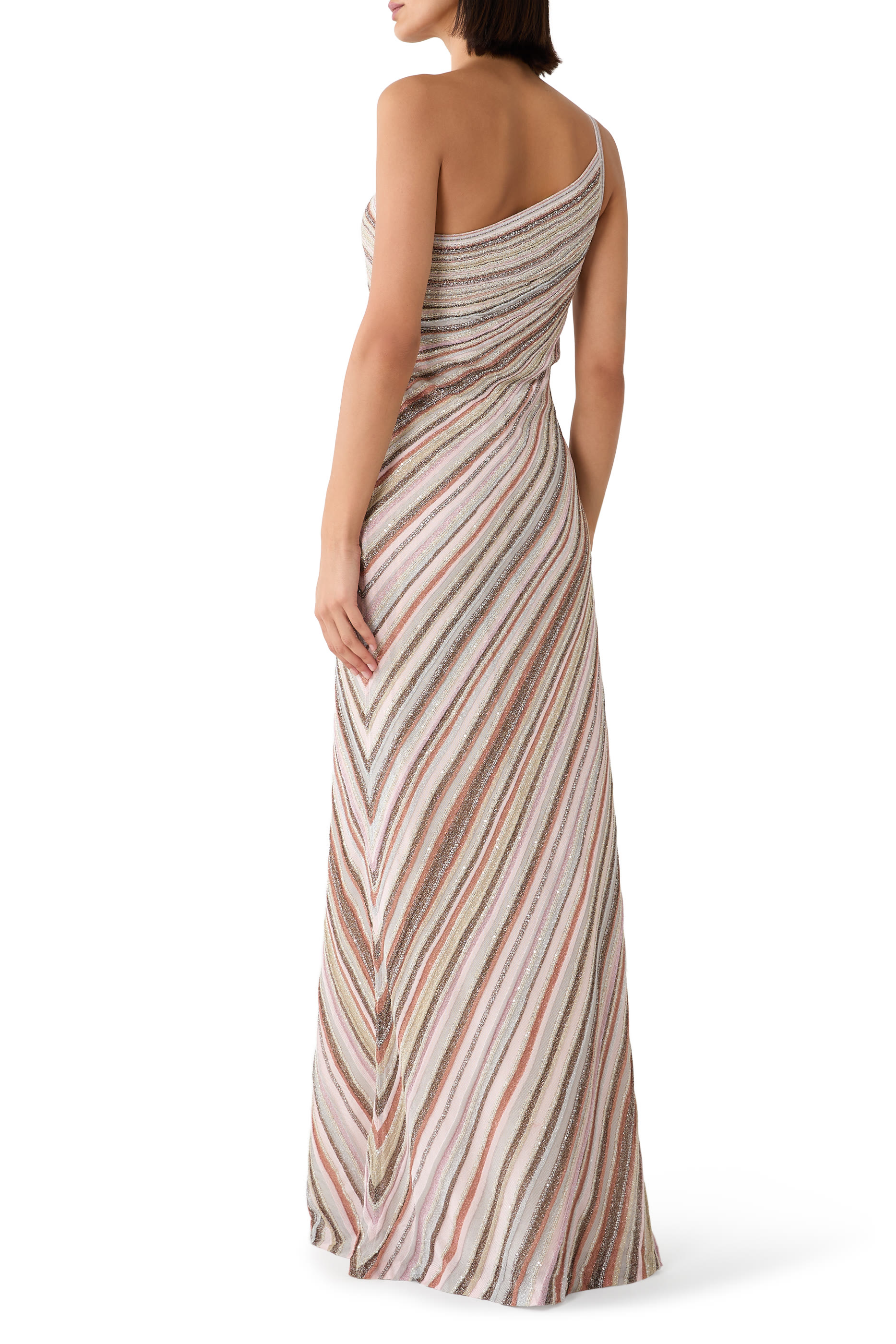 Partialized Sequined Knit Maxi Dress